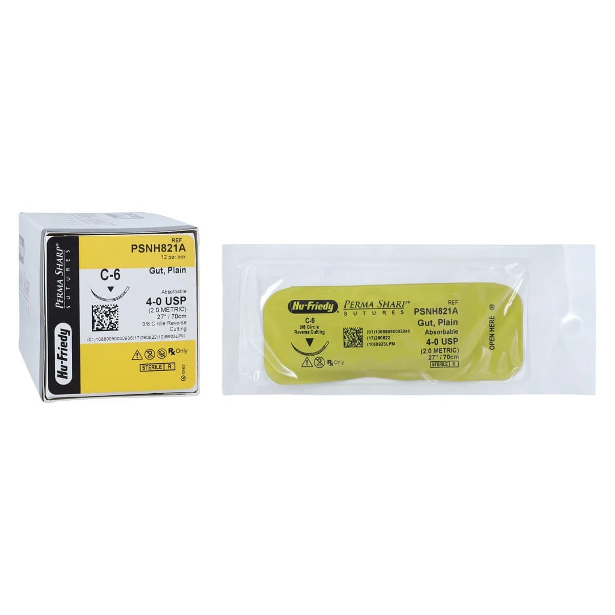 Hu-Friedy Perma Sharp Plain Gut Absorbable Suture, 4-0, C-6 Reverse Cutting Needle, 3/8 Circle, 27", Undyed, 12/Box, PSNH821A thumbnail 2