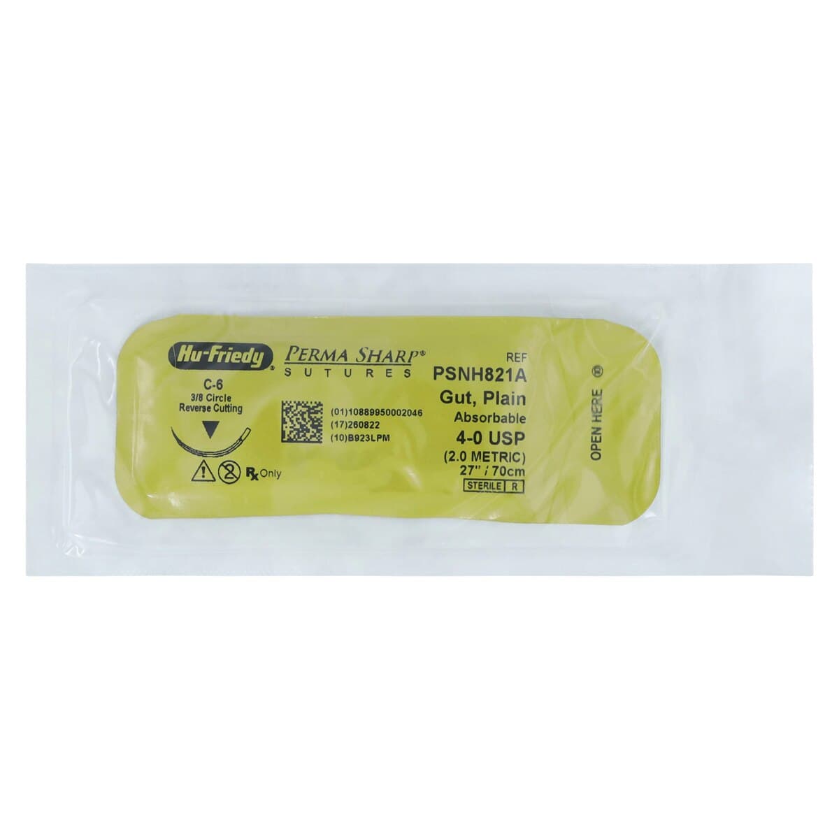 Hu-Friedy Perma Sharp Plain Gut Absorbable Suture, 4-0, C-6 Reverse Cutting Needle, 3/8 Circle, 27", Undyed, 12/Box, PSNH821A thumbnail 3