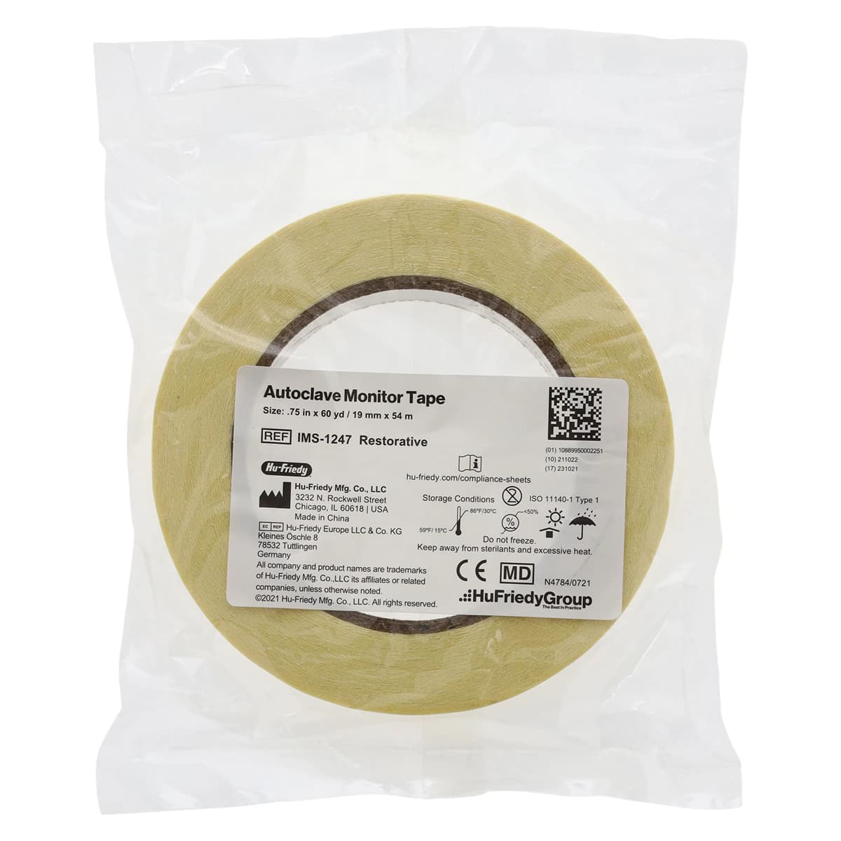 Hu-Friedy IMS Autoclave Monitor Tape, Restorative, 3/4" x 60 yd, IMS-1247 - IMS Pre-Printed Monitor Tape Restorative - Image 1