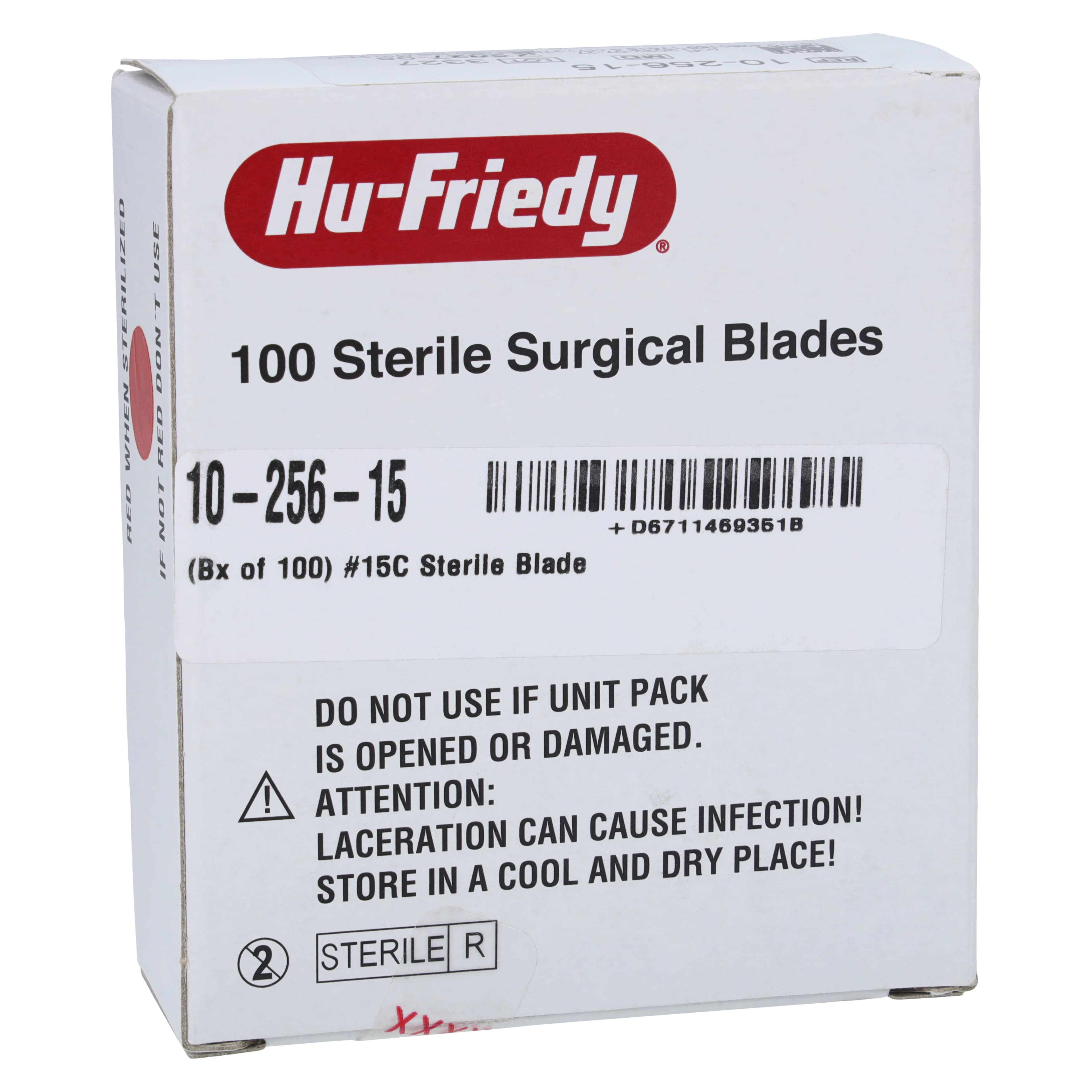 Hu-Friedy Carbon Steel Sterile Surgical Blade #15C, 100/Box, 10-256-15 - Sterile Blade 15C 100/Box - Image 1