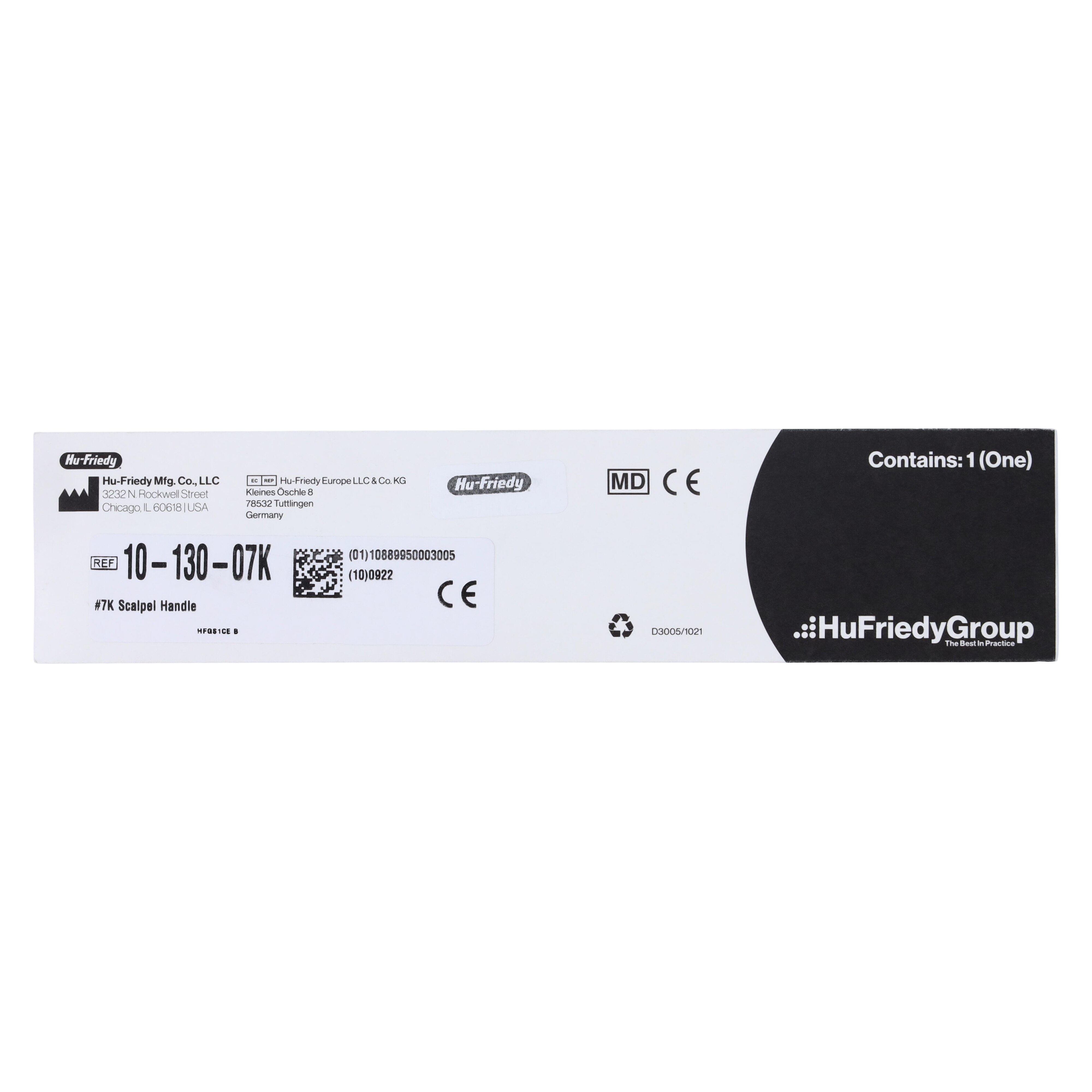 Hu-Friedy Scalpel Handle #7K, Short Flat, Stainless Steel, 10-130-07K - Hu-Friedy&reg; Scalpel Handles - #7K - Image 1