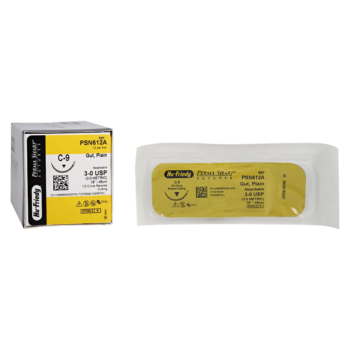 Hu-Friedy Perma Sharp Plain Gut Absorbable Suture, 3-0, C-9 Reverse Cutting Needle, 1/2 Circle, 18", 12/Box, PSN612A thumbnail 2