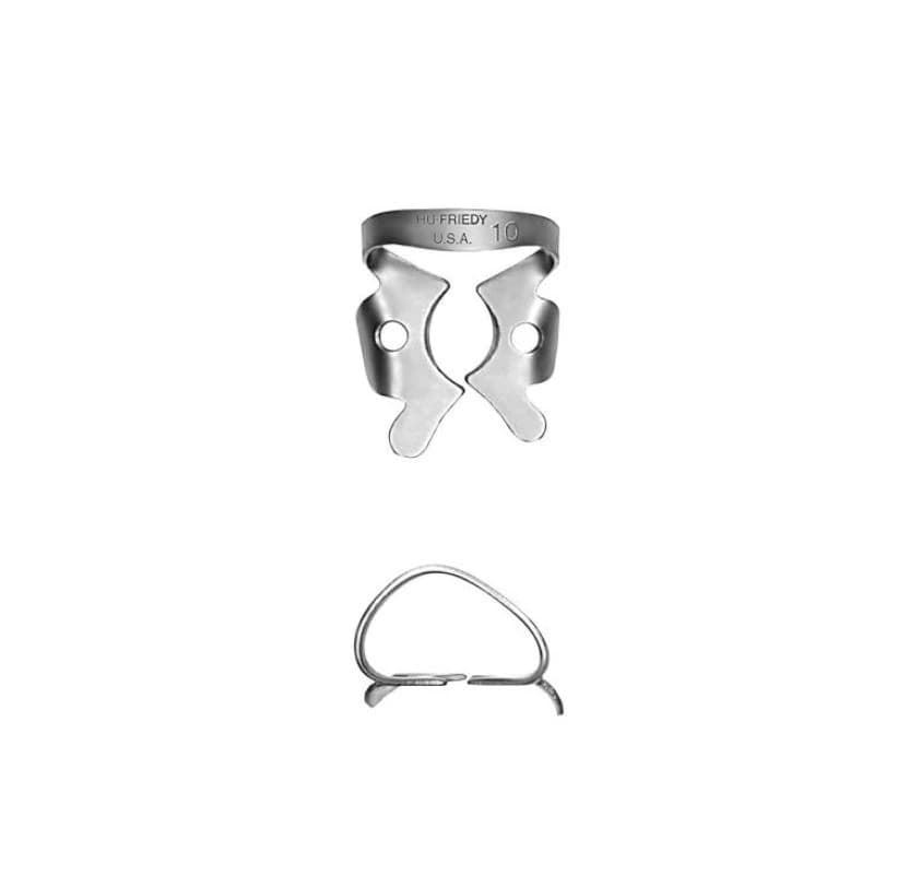 Hu-Friedy Satin Steel Rubber Dam Clamp #10, Winged, for Small Upper Left/Lower Right Molars, RDCM10 - Rubber Dam Clamp Satin Finish 10 - Image 1