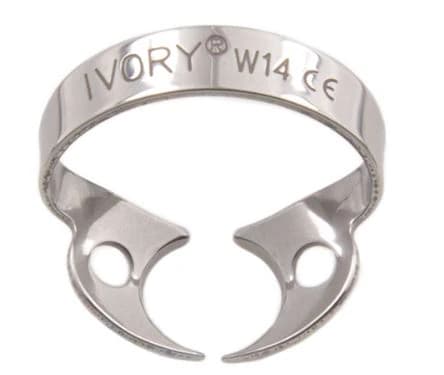 Hu-Friedy Satin Steel Rubber Dam Clamp, #W14, Wingless, Partially Erupted/Irregular Molars, 1/Pk, RDCMW14 - Rubber Dam Clamp, W14, Satin Finish, RDCMW14 - Image 1