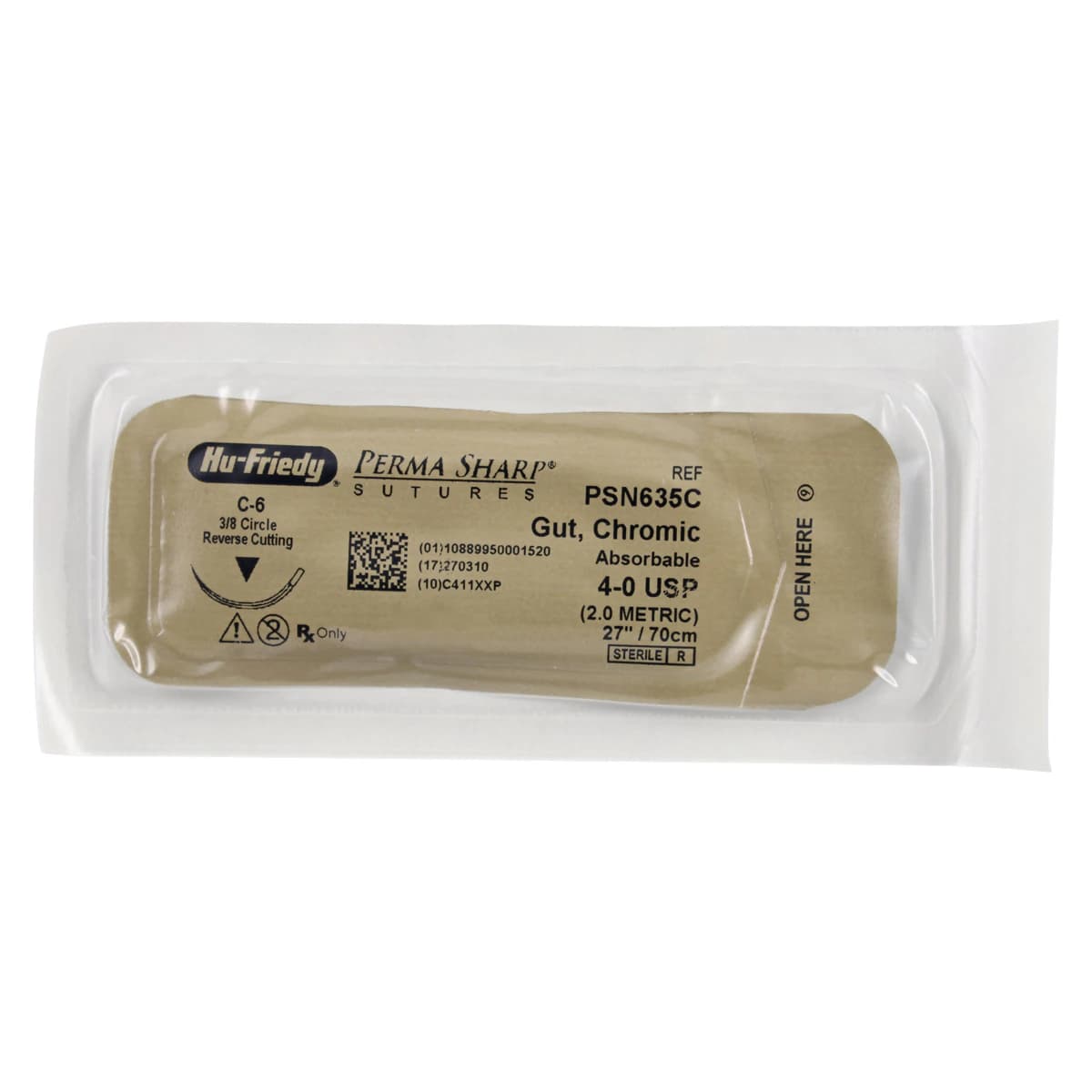 Hu-Friedy Perma Sharp Chromic Gut Suture, 4-0, 27", C-6 Reverse Cutting 3/8 Circle Needle, 12/Box, PSN635C thumbnail 3