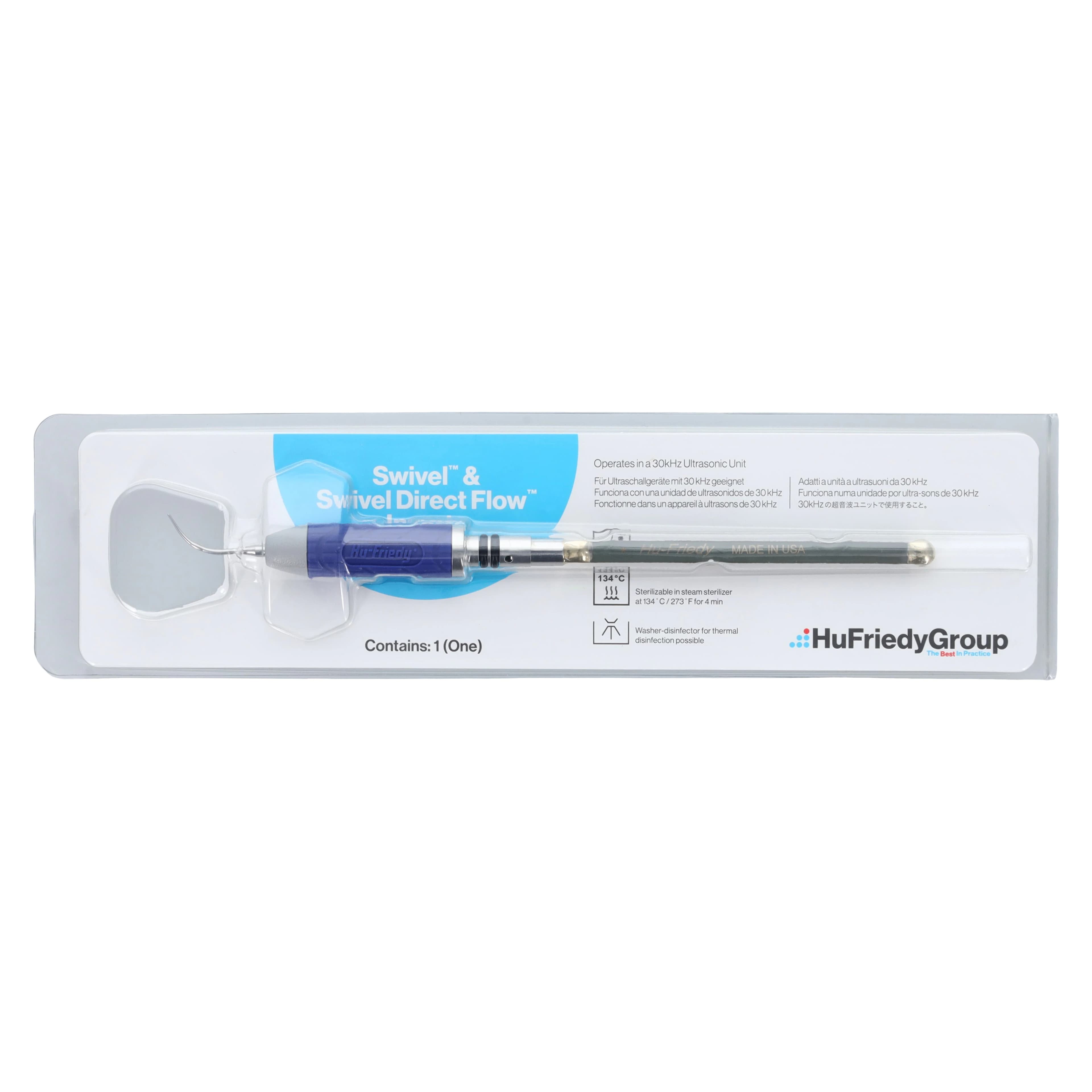 Hu-Friedy After Five Swivel Direct Flow Ultrasonic Insert, Straight, 30 kHz, Dark Blue, UI30SDS thumbnail 5