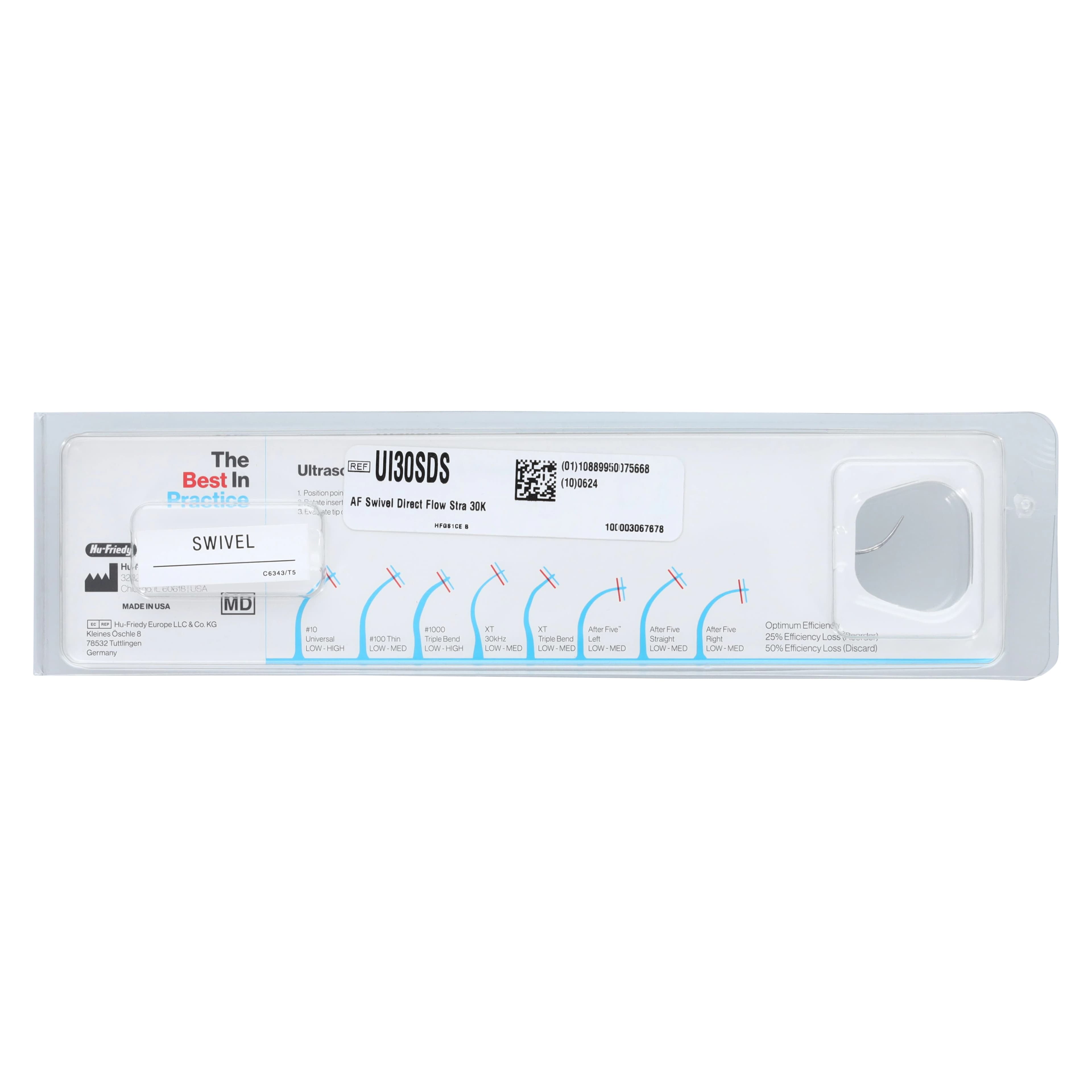 Hu-Friedy After Five Swivel Direct Flow Ultrasonic Insert, Straight, 30 kHz, Dark Blue, UI30SDS thumbnail 6