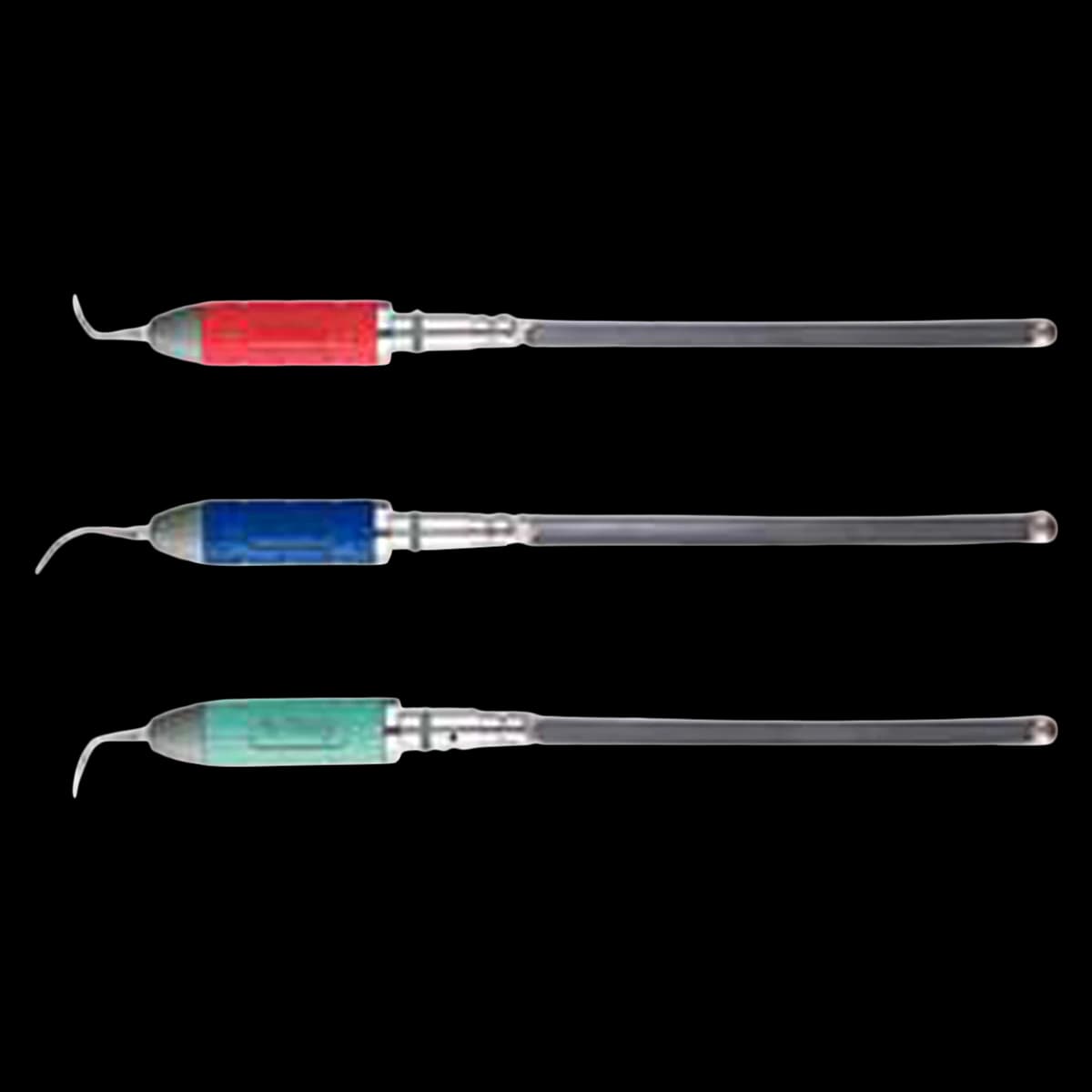Hu-Friedy After Five Swivel Direct Flow Ultrasonic Insert Set, 25 kHz, Left/Right/Straight, Teal/Dark Blue/Red Silicone Swivel, 3/Pkg, UI25SDSET - AF Swivel Direct Flow Set, 25K Teal/Dark Blue/Red Silicone Swivel - Image 1