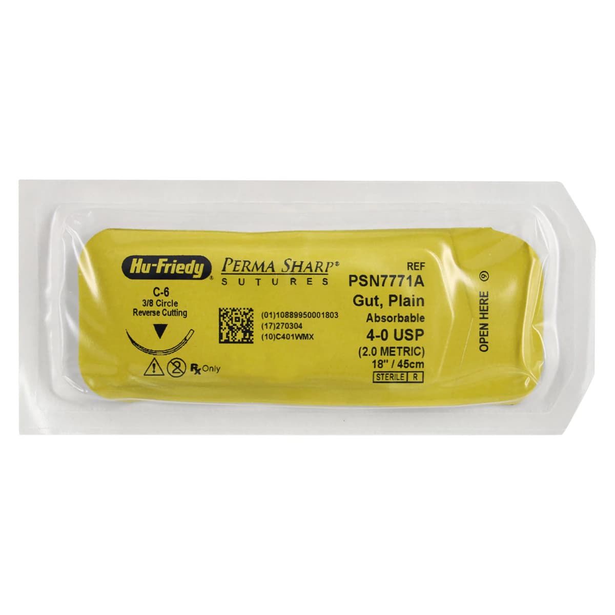 Hu-Friedy Perma Sharp Plain Gut Absorbable Suture, 4-0, 18", C-6 Reverse Cutting Needle, 3/8 Circle, 12/Box, PSN7771A thumbnail 3