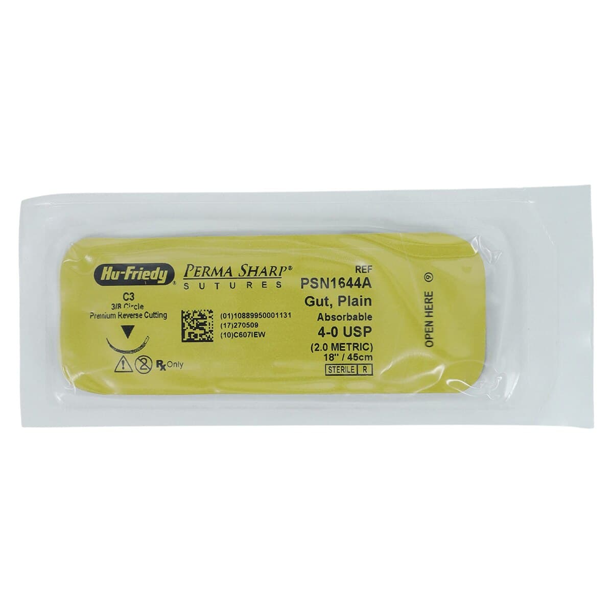 Hu-Friedy Perma Sharp Plain Gut Absorbable Suture, 4-0, C-3 Premium Reverse Cutting Needle, 3/8 Circle, 18", Undyed, 12/Box, PSN1644A thumbnail 3