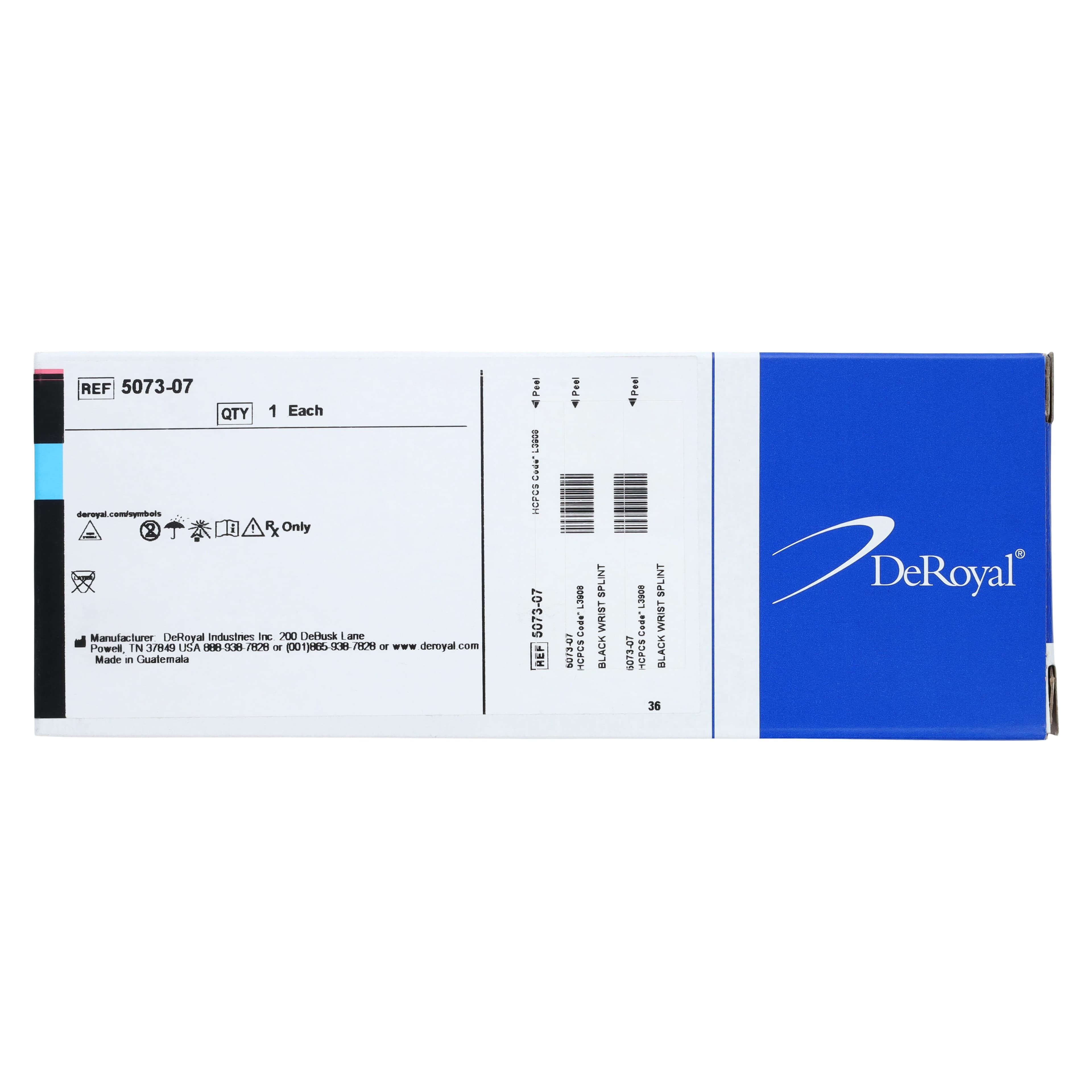 DeRoyal Splint Wrist Left, Adult Foam 8", Size Small, Black thumbnail 6