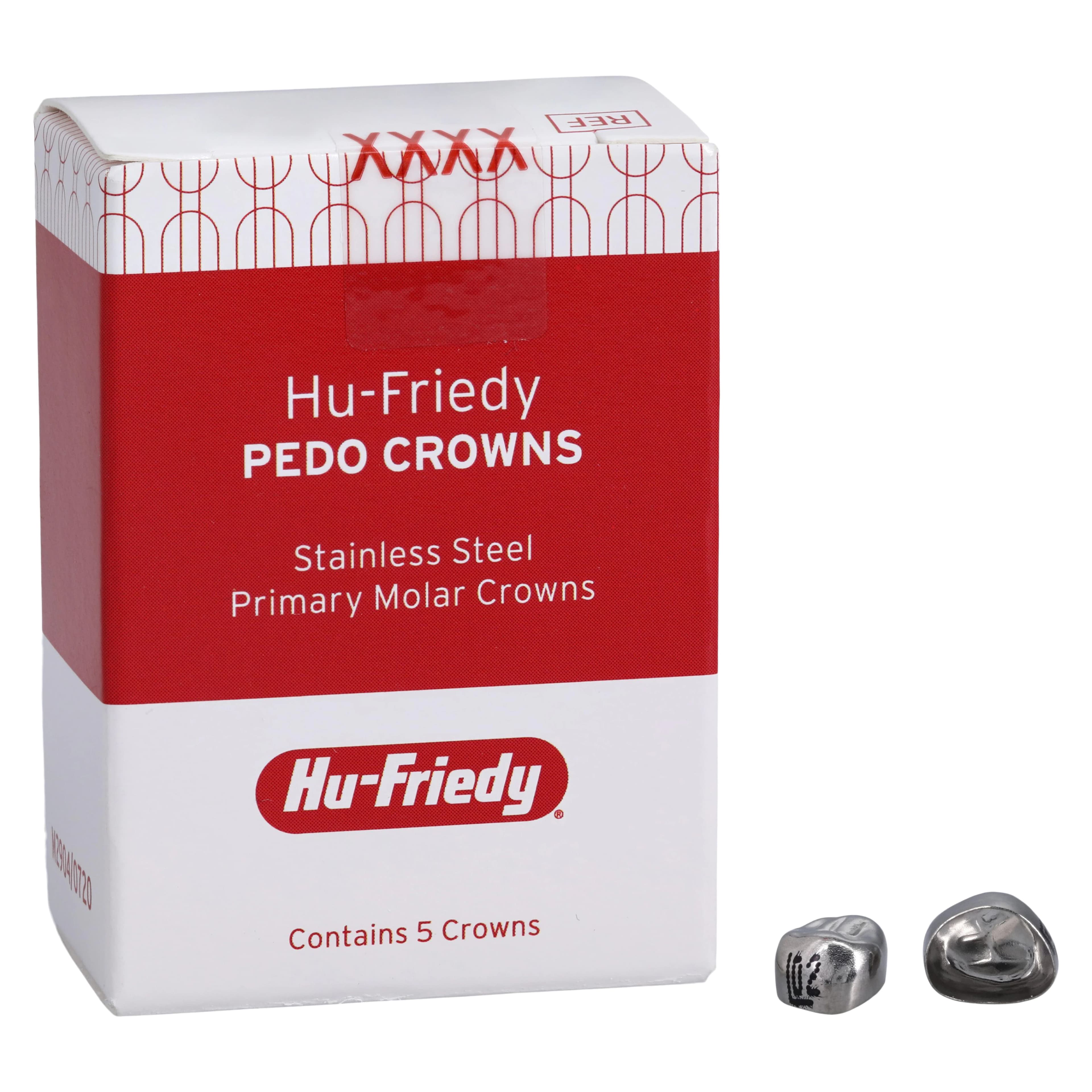 Hu-Friedy Stainless Steel Primary Molar Crown, Upper Left 1st Primary #2 (D2), Refill 5/Pack, SSC-ULD2 - Pedo Stainless Steel Primary Molar Crowns - Image 1