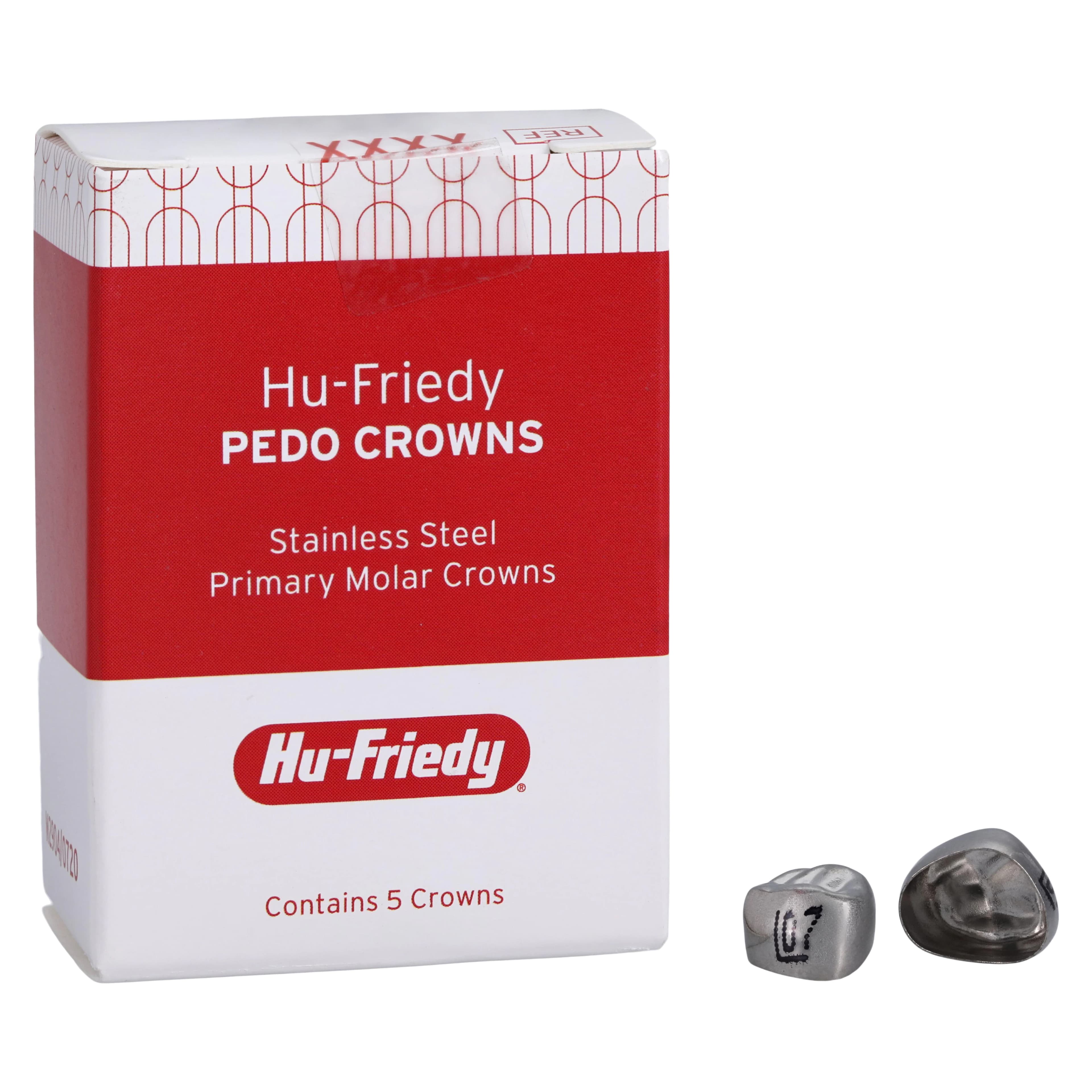 Hu-Friedy Stainless Steel Primary Molar Crown, Upper Left First Molar #7, Size D7, Refill 5/Pack, SSC-ULD7 - Pedo Stainless Steel Primary Molar Crowns - Image 1
