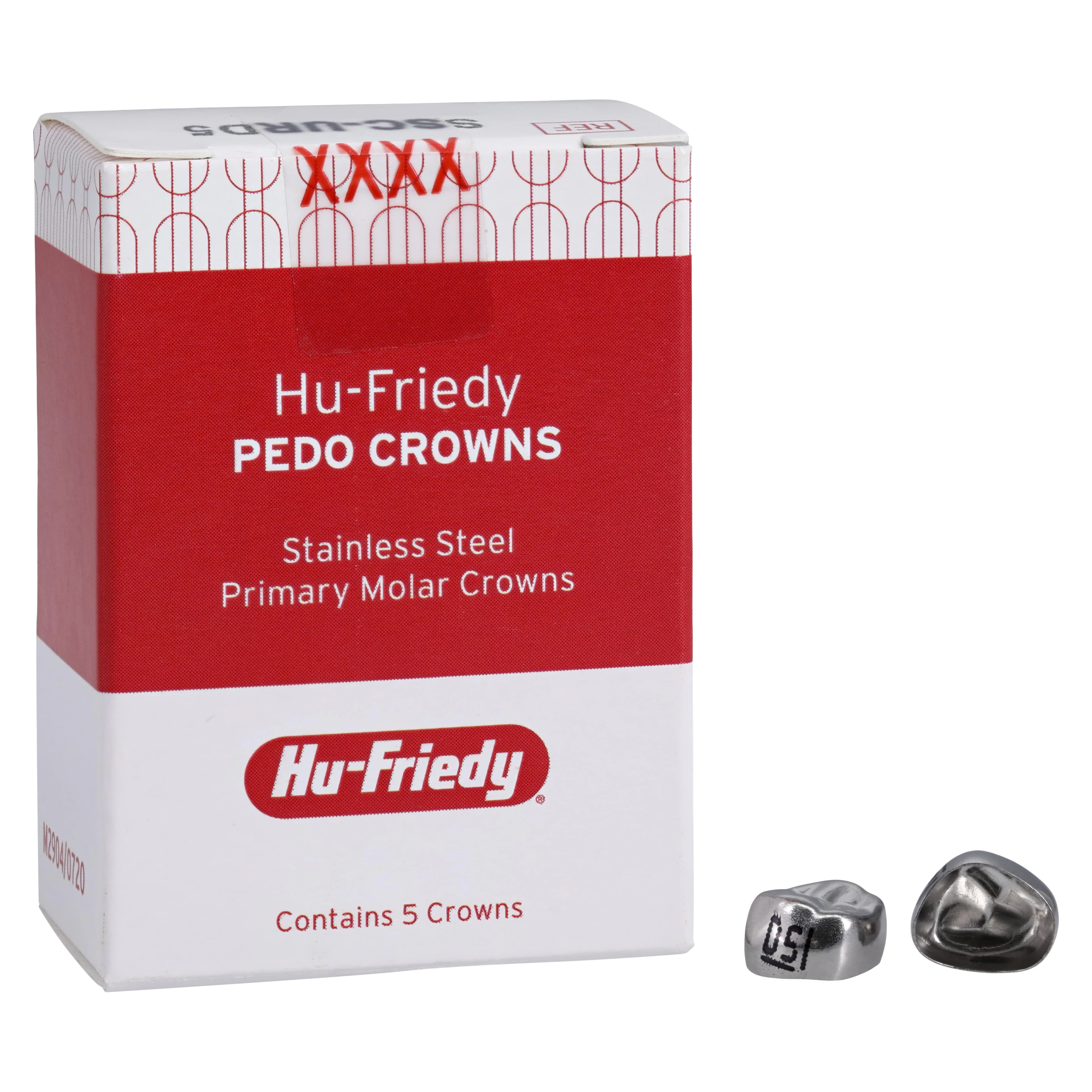 Hu-Friedy Stainless Steel Primary Molar Crown, Upper Right First Molar #5, Size D5, Refill 5/Pack, SSC-URD5 - Pedo Stainless Steel Primary Molar Crowns - Image 1