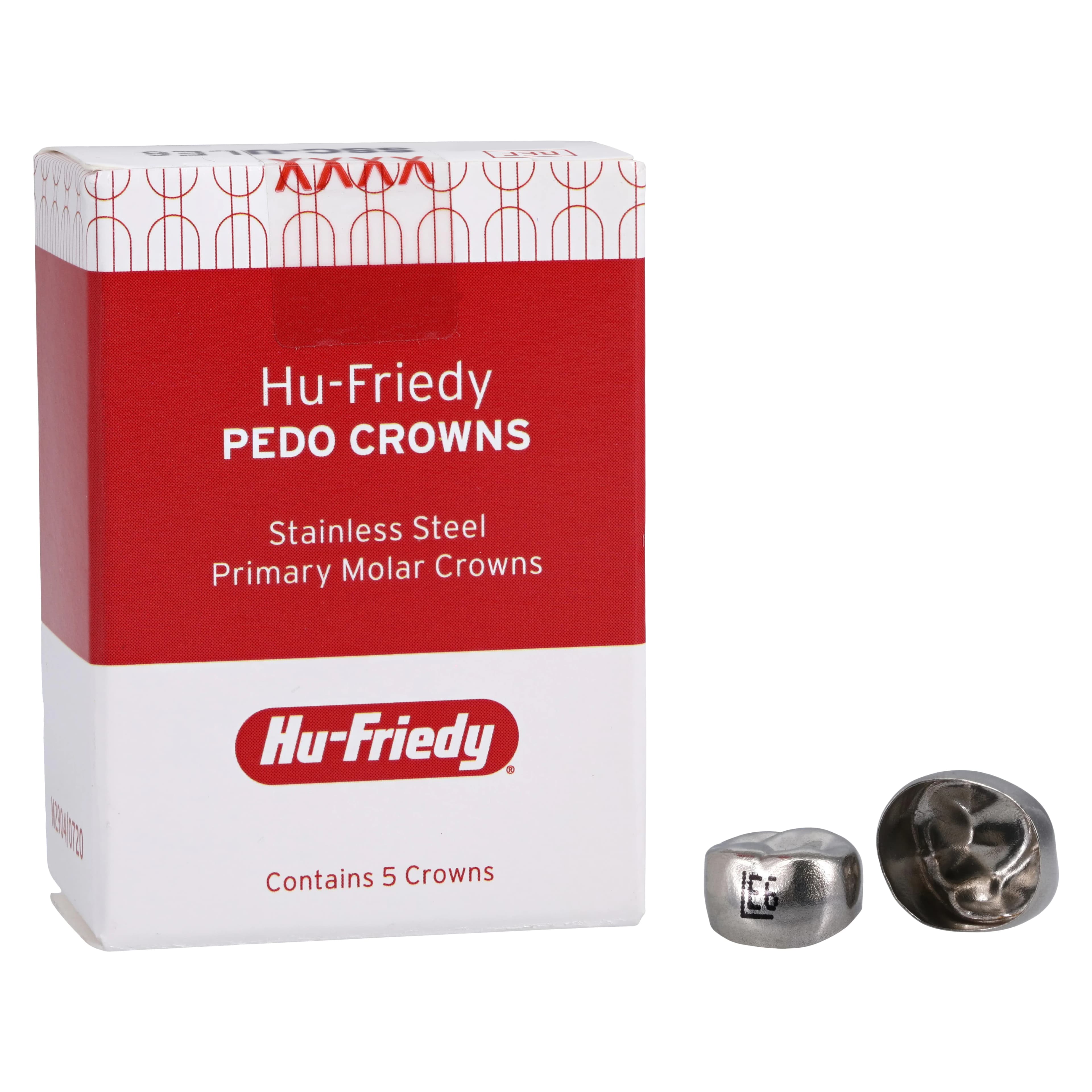 Hu-Friedy Stainless Steel Primary Molar Crown, Upper Left 2nd Primary Molar, Size 6 (ULE6), 5/Box, SSC-ULE6 - Pedo Stainless Steel Primary Molar Crowns - Image 1