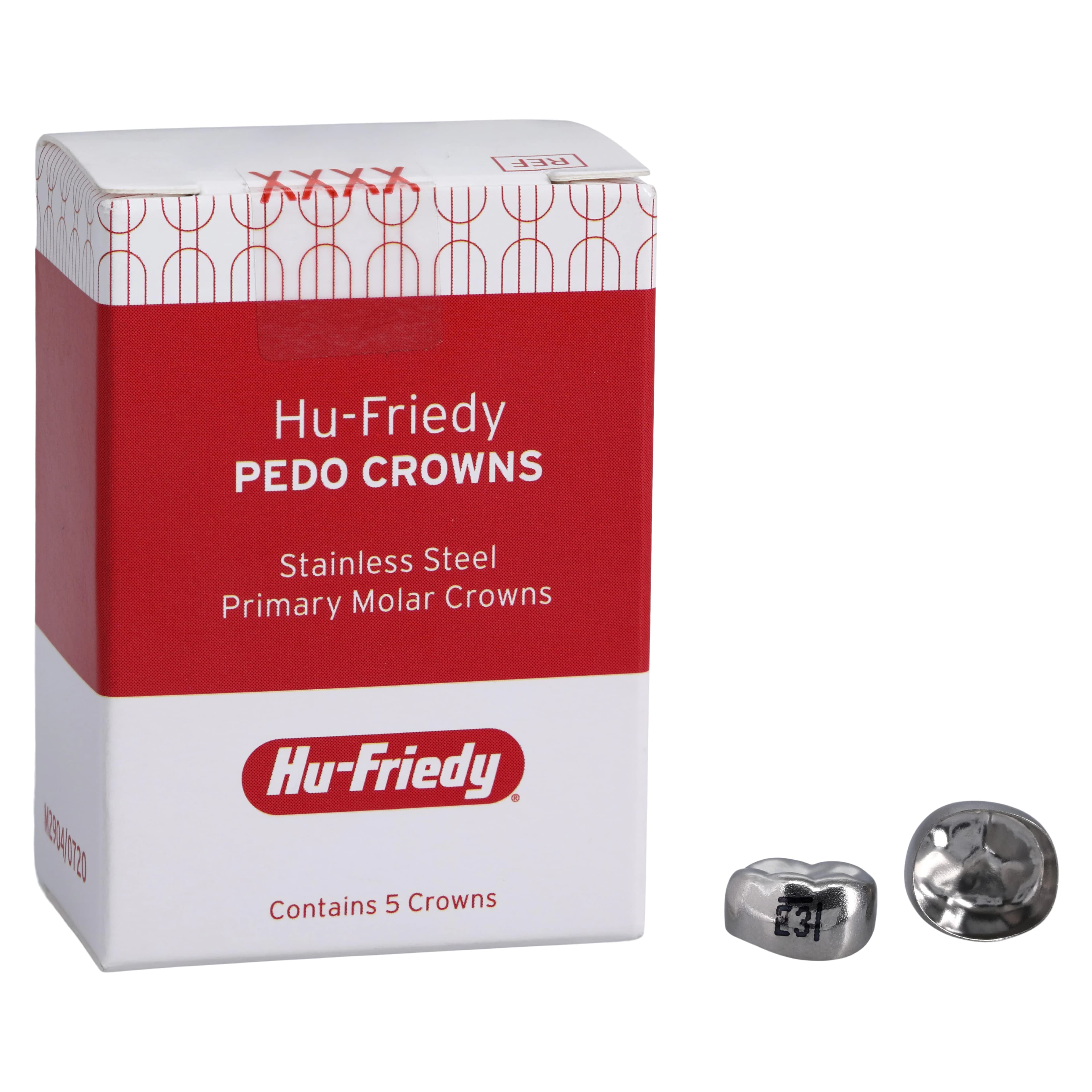 Hu-Friedy Stainless Steel Primary Molar Crown, Lower Right 2nd Primary #3 (LRE3), 5/Box, SSC-LRE3 - Pedo Stainless Steel Primary Molar Crowns - Image 1