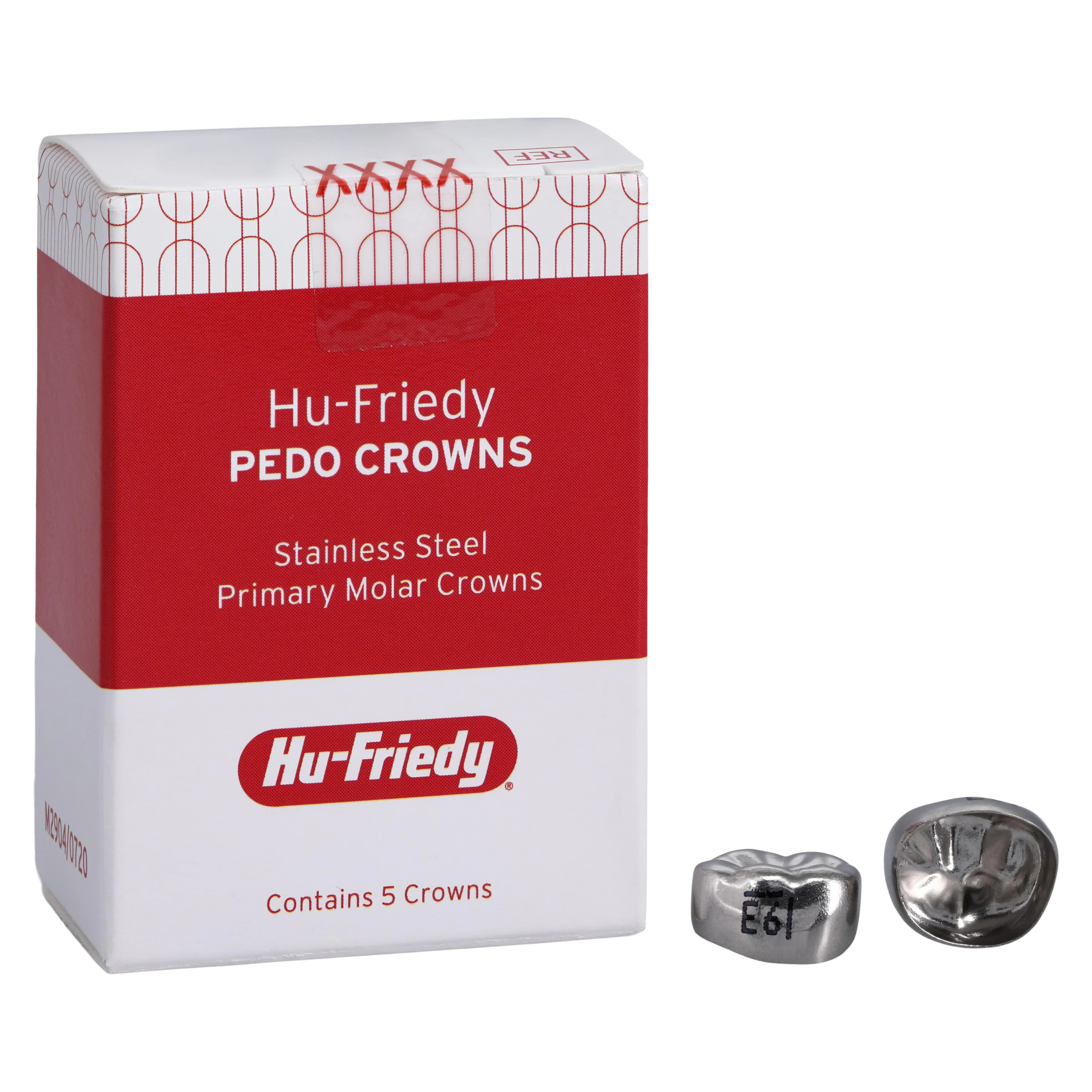 Hu-Friedy Stainless Steel Pedo Crowns, Lower Right Primary 2nd Molar #6 (E6), Refill 5/Pack, SSC-LRE6 - Pedo Stainless Steel Primary Molar Crowns - Image 1