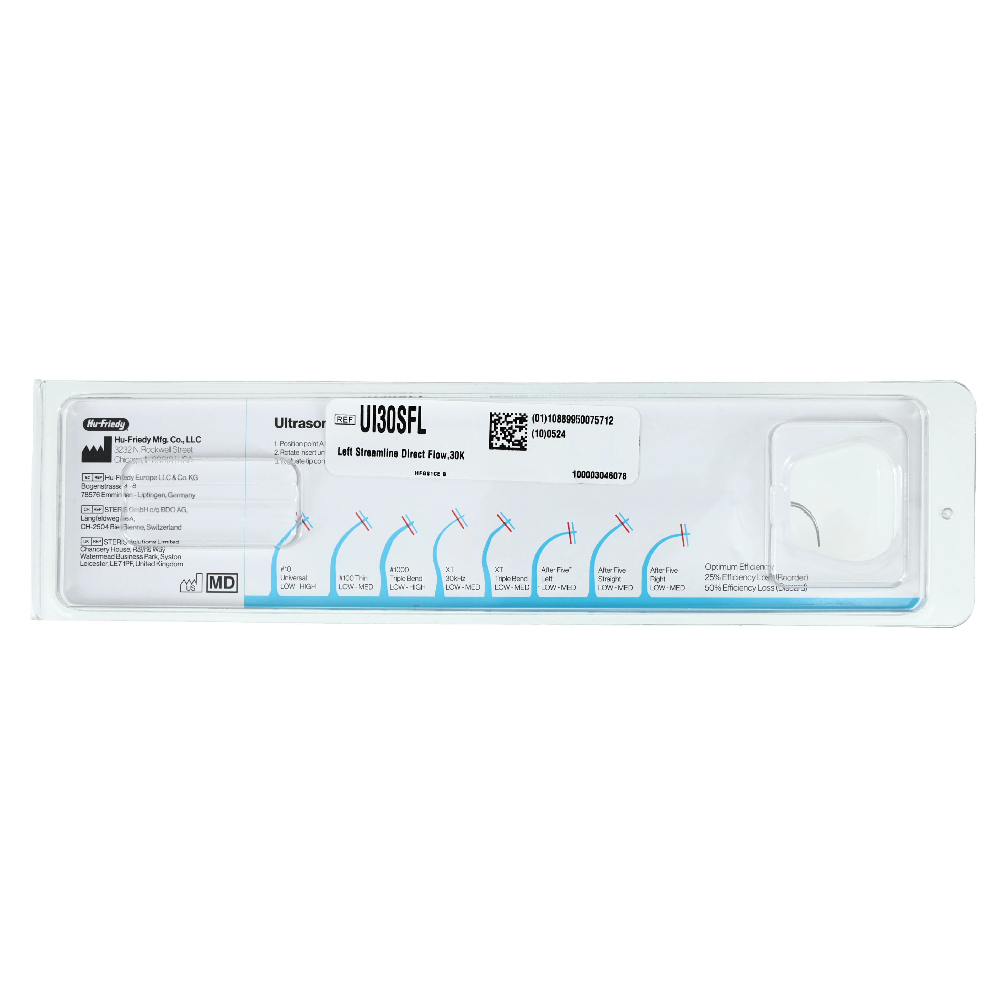 Hu-Friedy Streamline Direct Flow Ultrasonic Insert, Left, 30 kHz, After Five, Teal, 1 Each (Part No. 407062) thumbnail 2