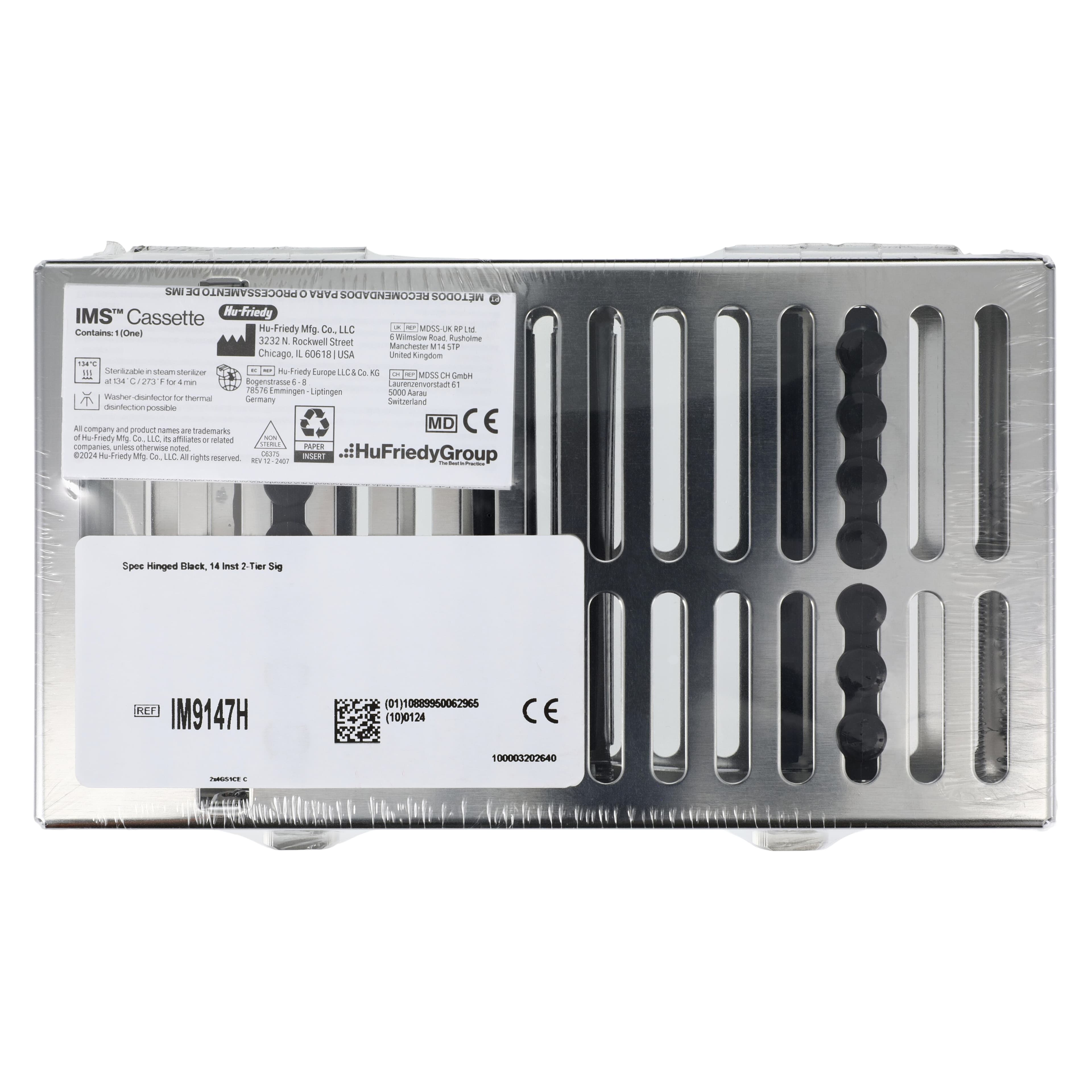 Hu-Friedy IMS Signature Series Instrument Cassette, Stainless Steel, Black, 14 Instruments, Autoclavable with Hinge thumbnail 6