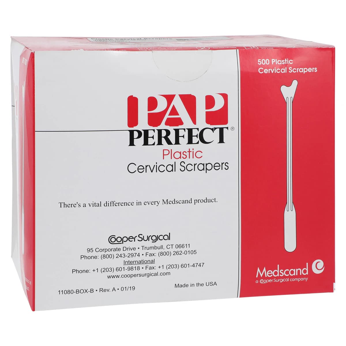Medscand Pap-Perfect Cervical Scraper Spatula, Plastic, 500/Box - Cervical Scraper - Image 1