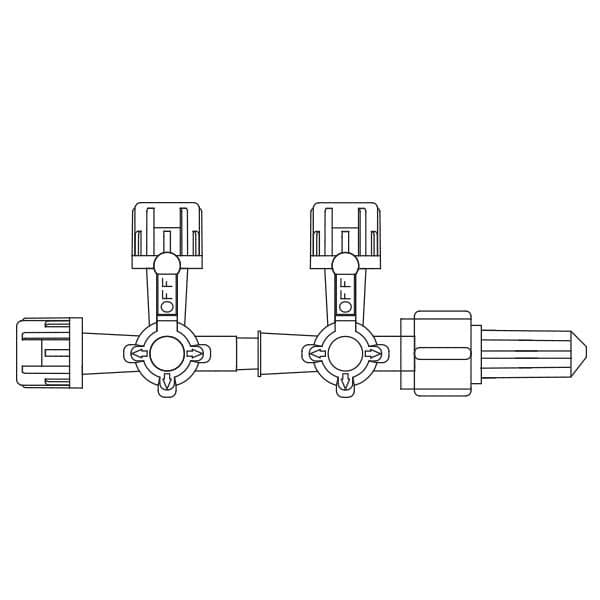 Baxter 4-Way Stopcock, Rotating Male Luer Lock Adapter, Large Bore, Non-DEHP/Non-PVC, Latex-Free, Disposable, 50/Case - Stop Cock 2-Gang 4-Way - Image 1