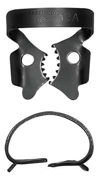 Hu-Friedy Black Line Rubber Dam Clamp #13A, Winged, Lower Left Molars, Satin Steel, RDCM13AX - Clamp, Rubber Dam #13A, Black Line - Image 1