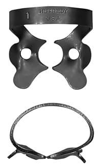 Hu-Friedy Black Line Rubber Dam Clamp #1, Winged, Upper Premolars, Satin Steel, RDCM1X - Clamp, Rubber Dam #1, Black Line - Image 1