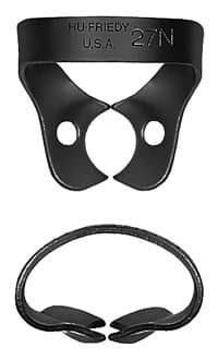 Hu-Friedy Black Line Rubber Dam Clamp #27N, Wingless, Premolars, Satin Steel, RDCM27NX - Clamp, Rubber Dam #27N, Black Line - Image 1