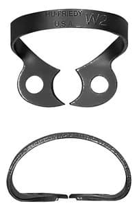 Hu-Friedy Black Line Rubber Dam Clamp #W2, Wingless, Premolars, Satin Steel, 1 Each - Clamp, Rubber Dam #W2, Black Line - Image 1