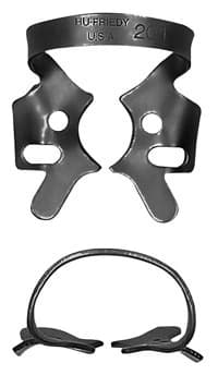 Hu-Friedy Black Line Rubber Dam Clamp #201, Winged, Upper Molar, Satin Steel, 1 Each - Clamp, Rubber Dam #201, Black Line - Image 1