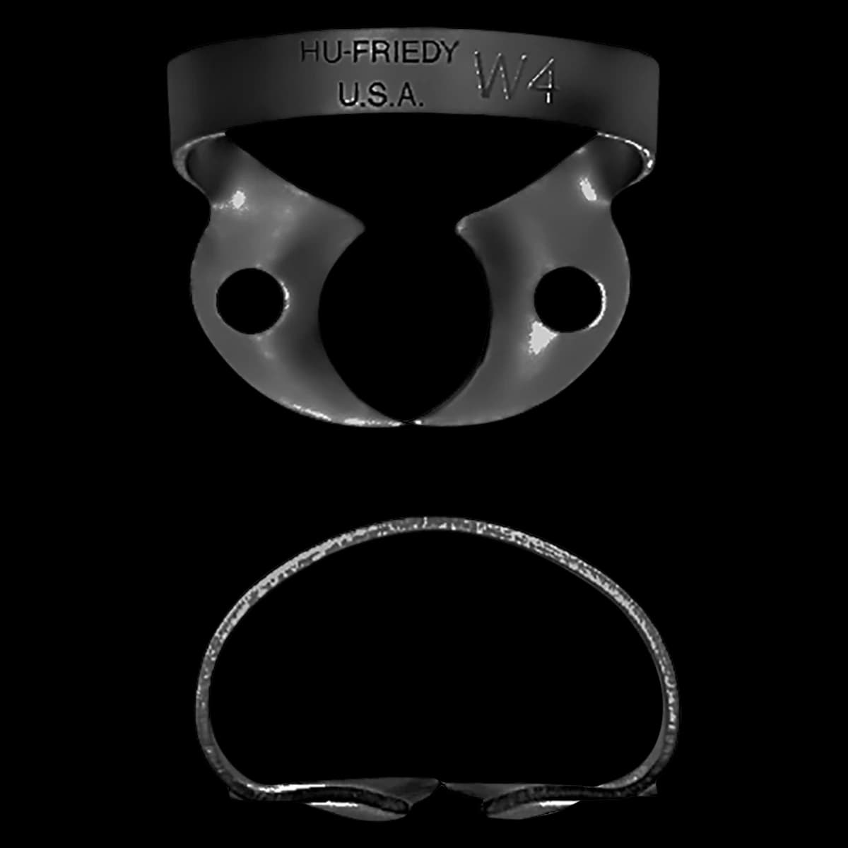 Hu-Friedy Black Line Rubber Dam Clamp #W4, Wingless, Small Upper Molars, 1/Each, RDCMW4X - Clamp, Rubber Dam #W4, Black Line - Image 1