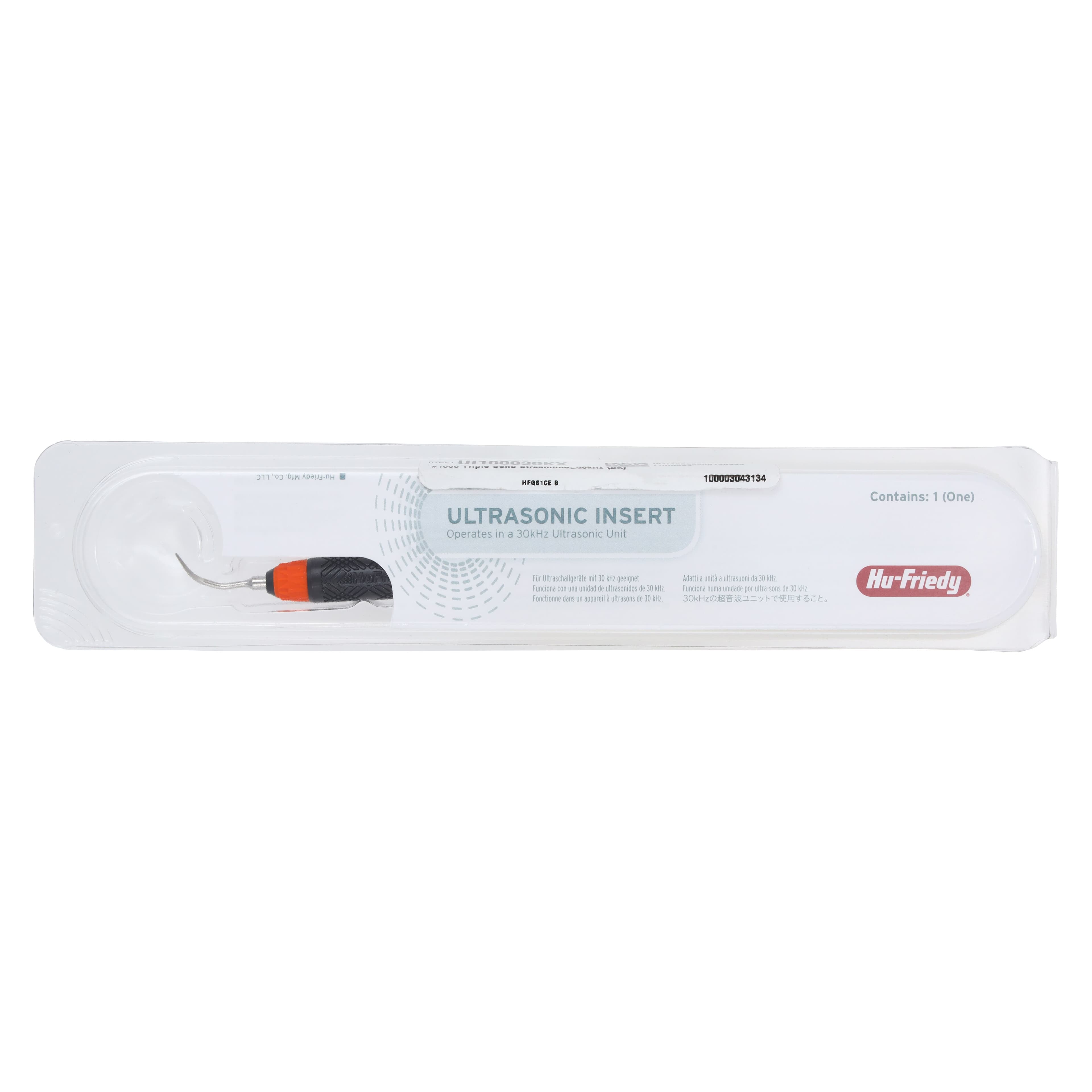 Hu-Friedy Streamline™ Resin Handle Ultrasonic Insert #1000 Triple Bend, 30 kHz, Black/Orange, Each (UI100030KX) thumbnail 2