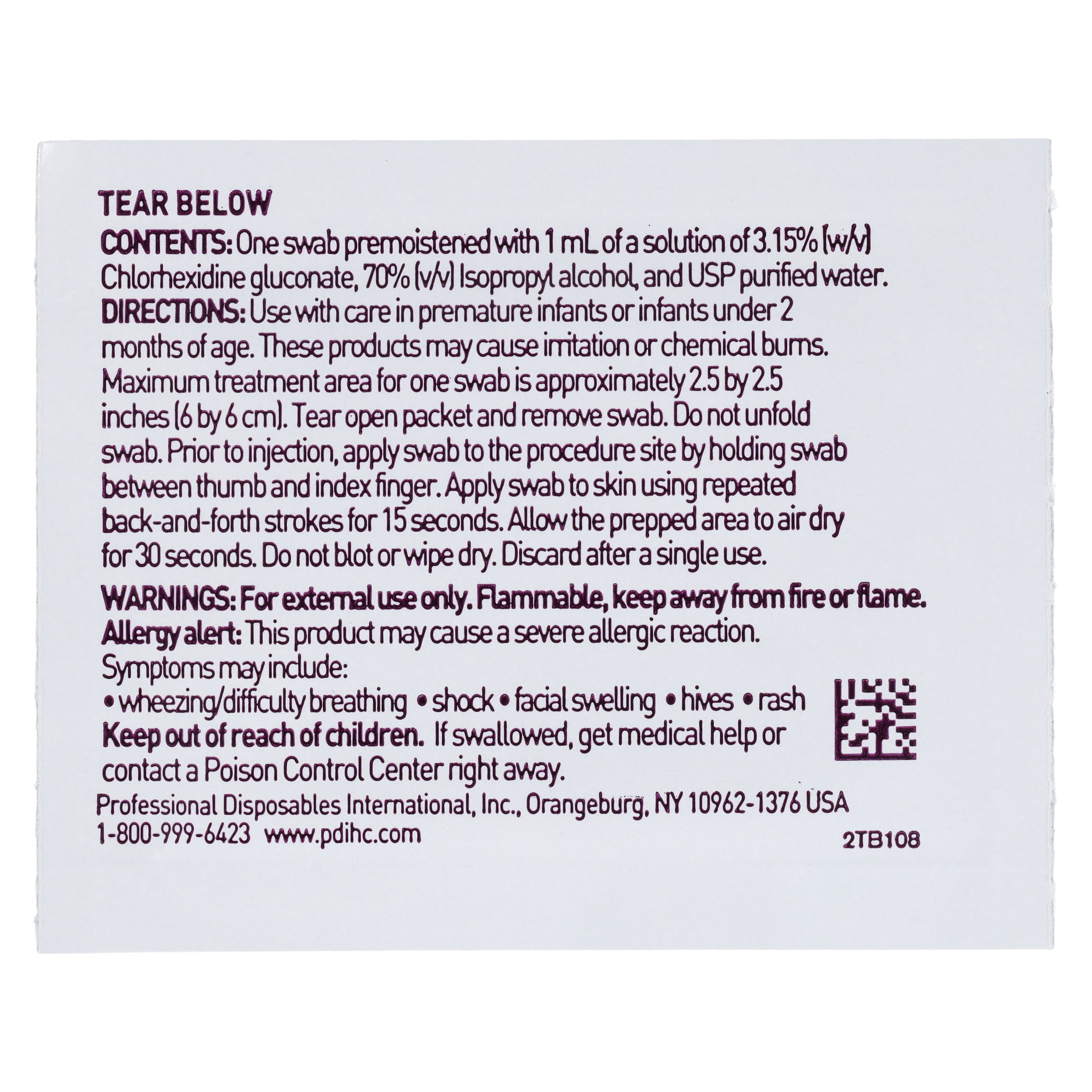 PDI Prevantics Swab, 3.15% Chlorhexidine Gluconate & 70% Isopropyl Alcohol, 1 mL, B10800 thumbnail 4