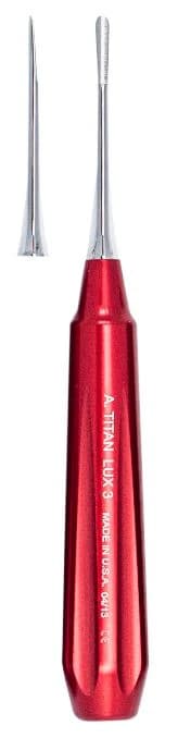A. Titan Instruments Luxating Elevator, 3 mm Narrow Straight Tip, Stainless Steel, Each - Elevator Lux 3mm Narrow Offset - Image 1