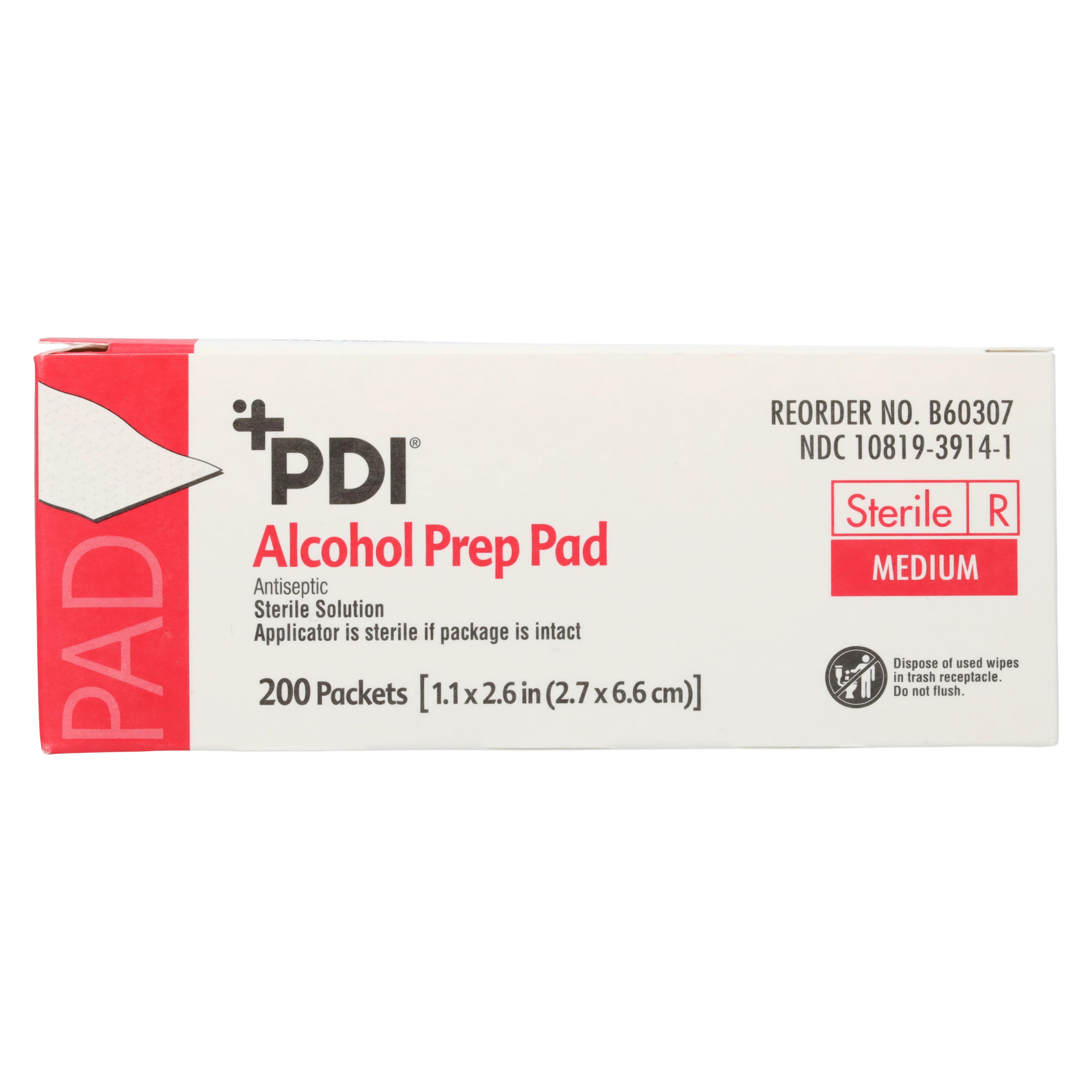 PDI Alcohol Prep Pads, Medium, Sterile, 70% Isopropyl Alcohol, 1.1" x 2.6" Pad, 200/Box, B60307 thumbnail 5