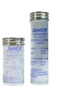 SafeCrit Microhematocrit Untreated Capillary Tube, Plastic, 75mm, 40uL, Blue, 10 Boxes/Case - SafeCrit Hematocrit Tubes 75mm - Image 1