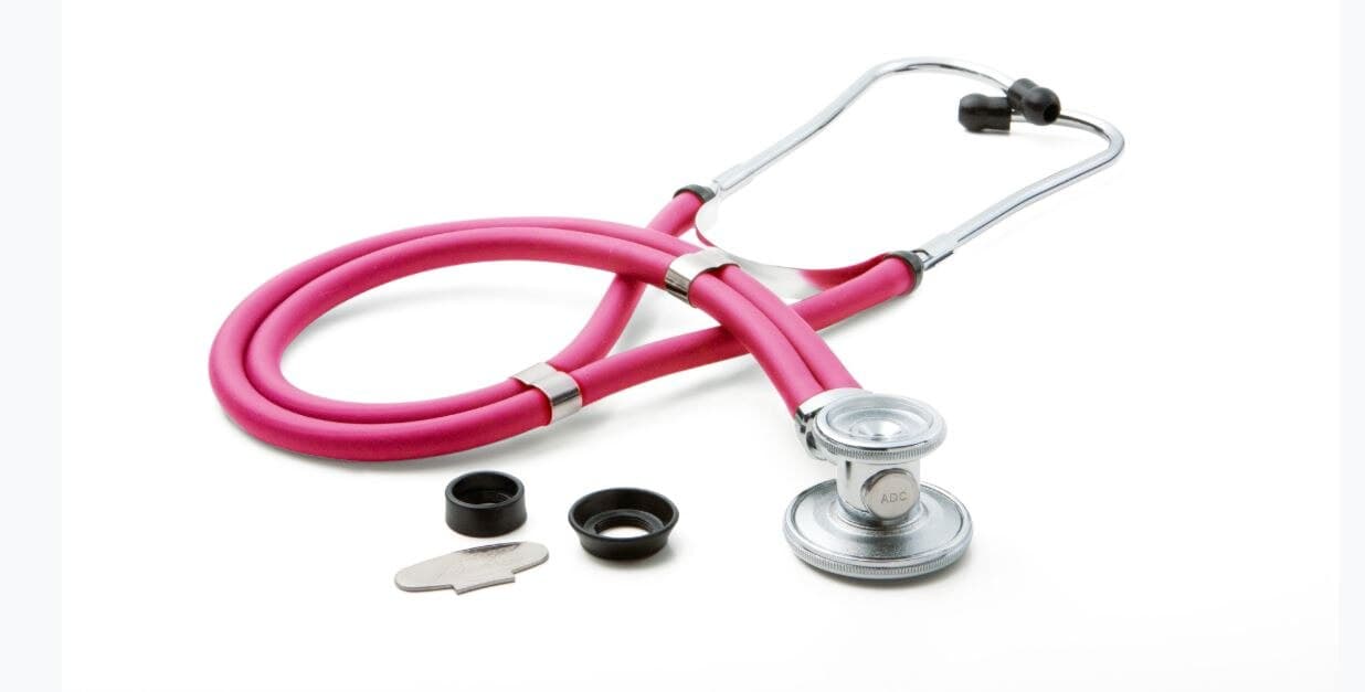 ADC Adscope 641 Sprague Rappaport Stethoscope, Adult/Pediatric, Neon Pink, Double Lumen Tubing, Each thumbnail 2