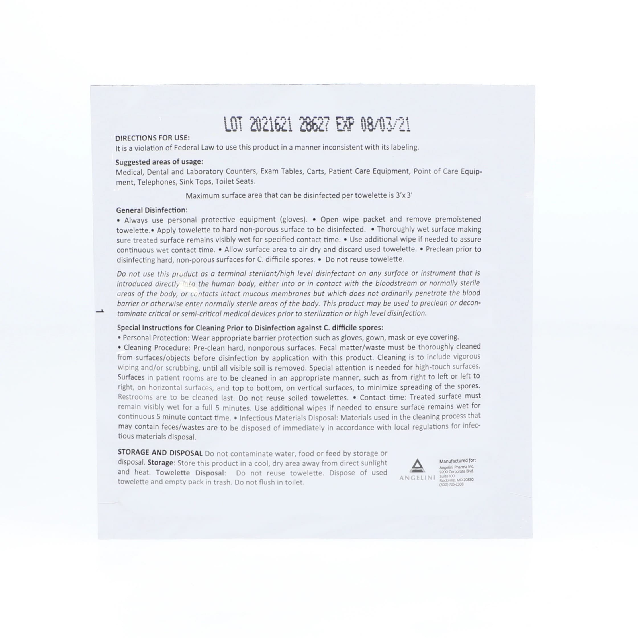 Alcavis Surface Wipe Disinfectant Singles, 8 in x 10 in, Individually Packaged, 100/Box thumbnail 2