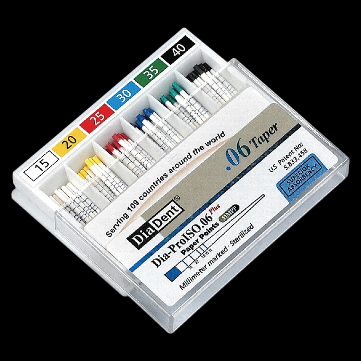 DiaDent Dia-ProISO GT Paper Points, .06 Taper, Size #30, Millimeter-Marked, Blue, Spill-Proof, 100/Box - DIA-ISO GT .06 #30 Paper Point Marked (100) - Image 1