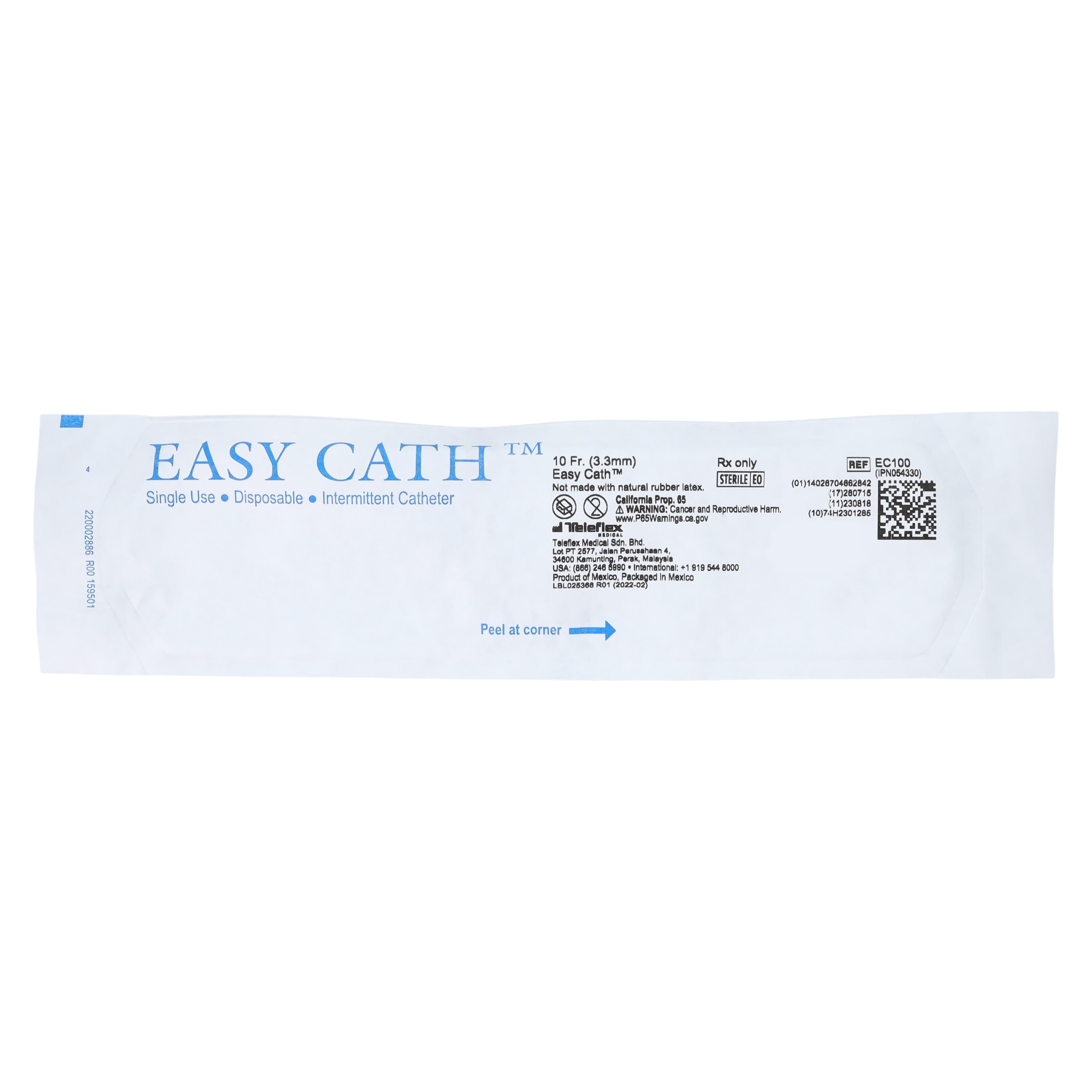 Teleflex EasyCath Self-Cath Intermittent Catheter, Straight Tip, PVC, 10 Fr thumbnail 2