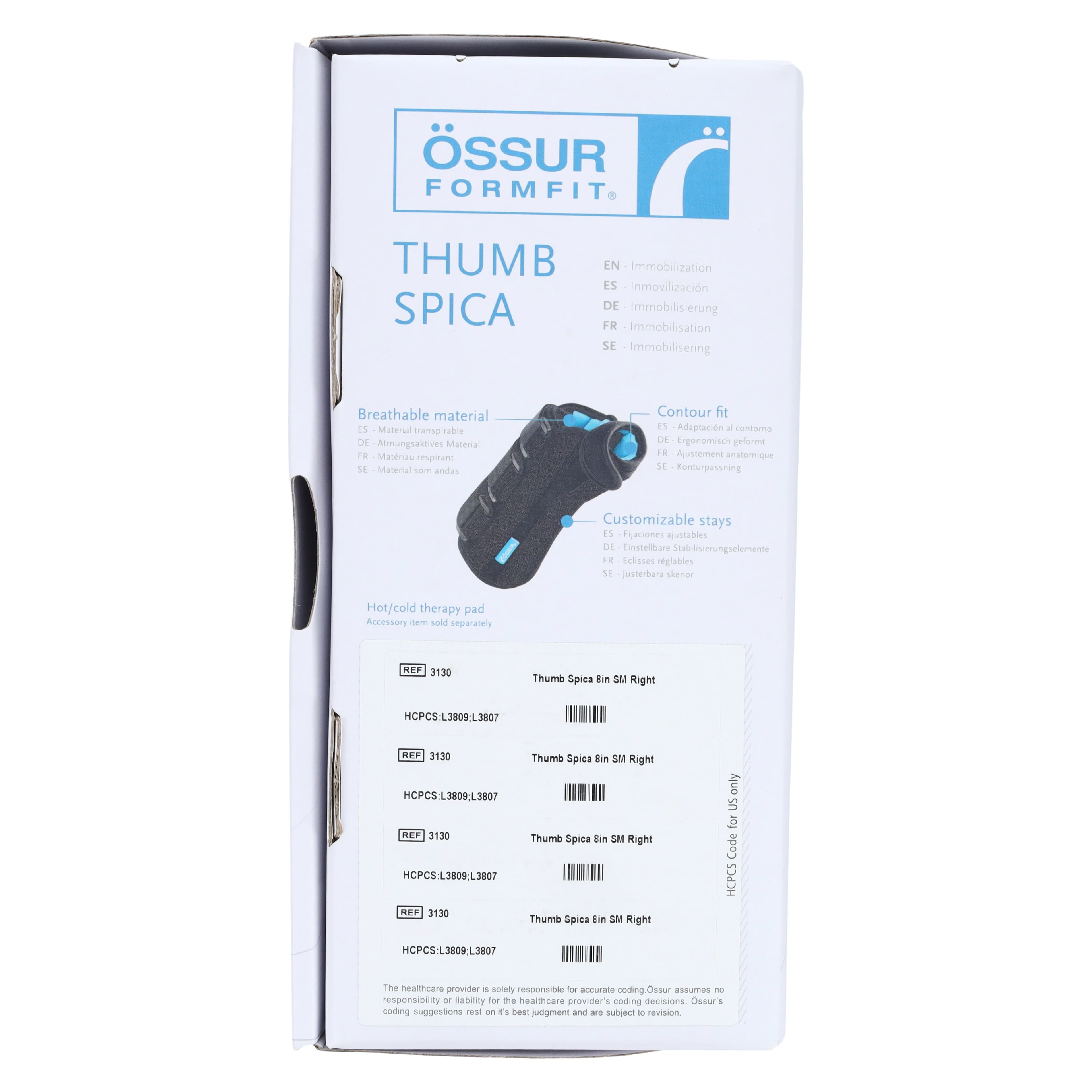 Ossur Formfit Thumb Spica Splint, Right, Small (6-7") thumbnail 7