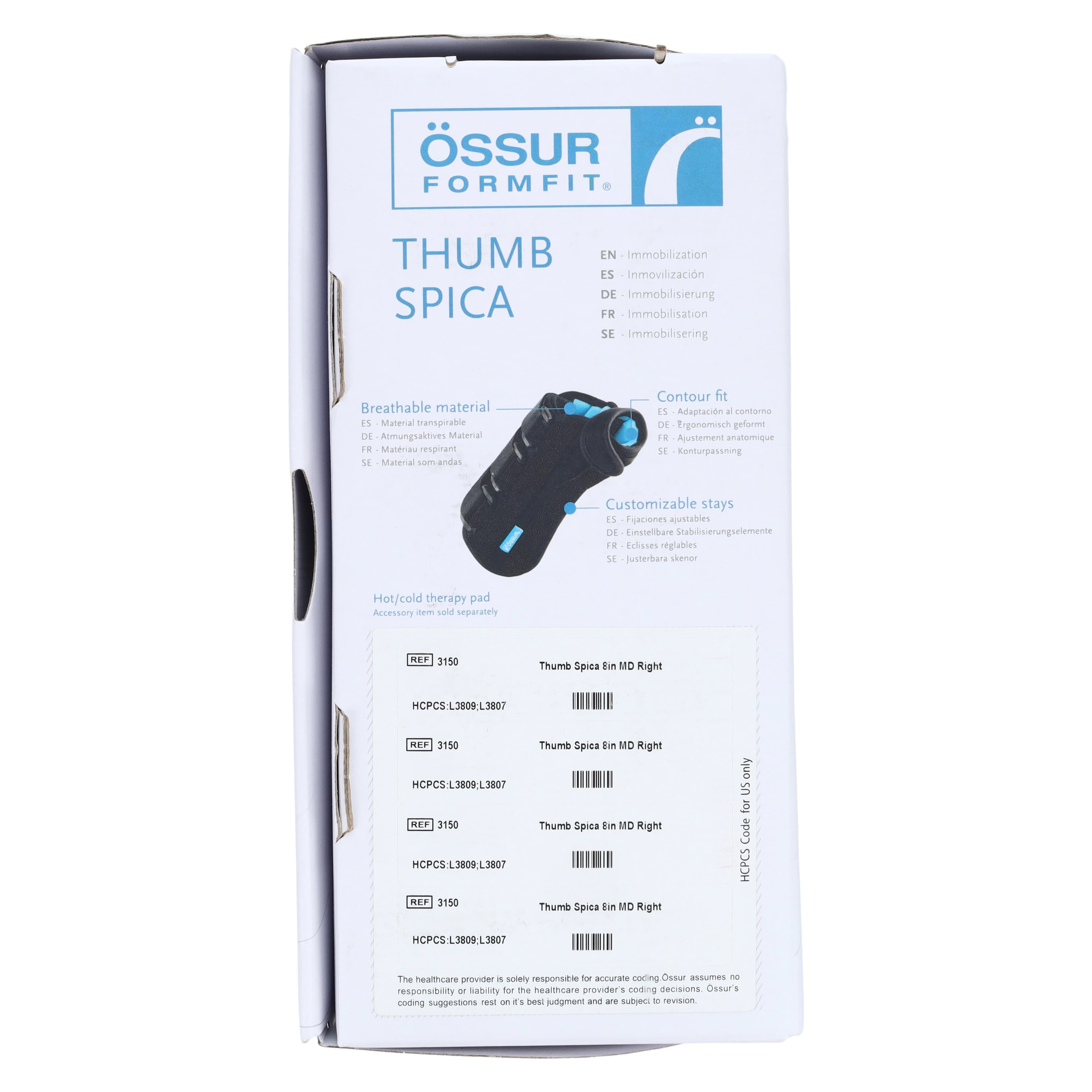 Ossur Formfit Thumb Spica Splint, Right, Medium (7-8") thumbnail 7