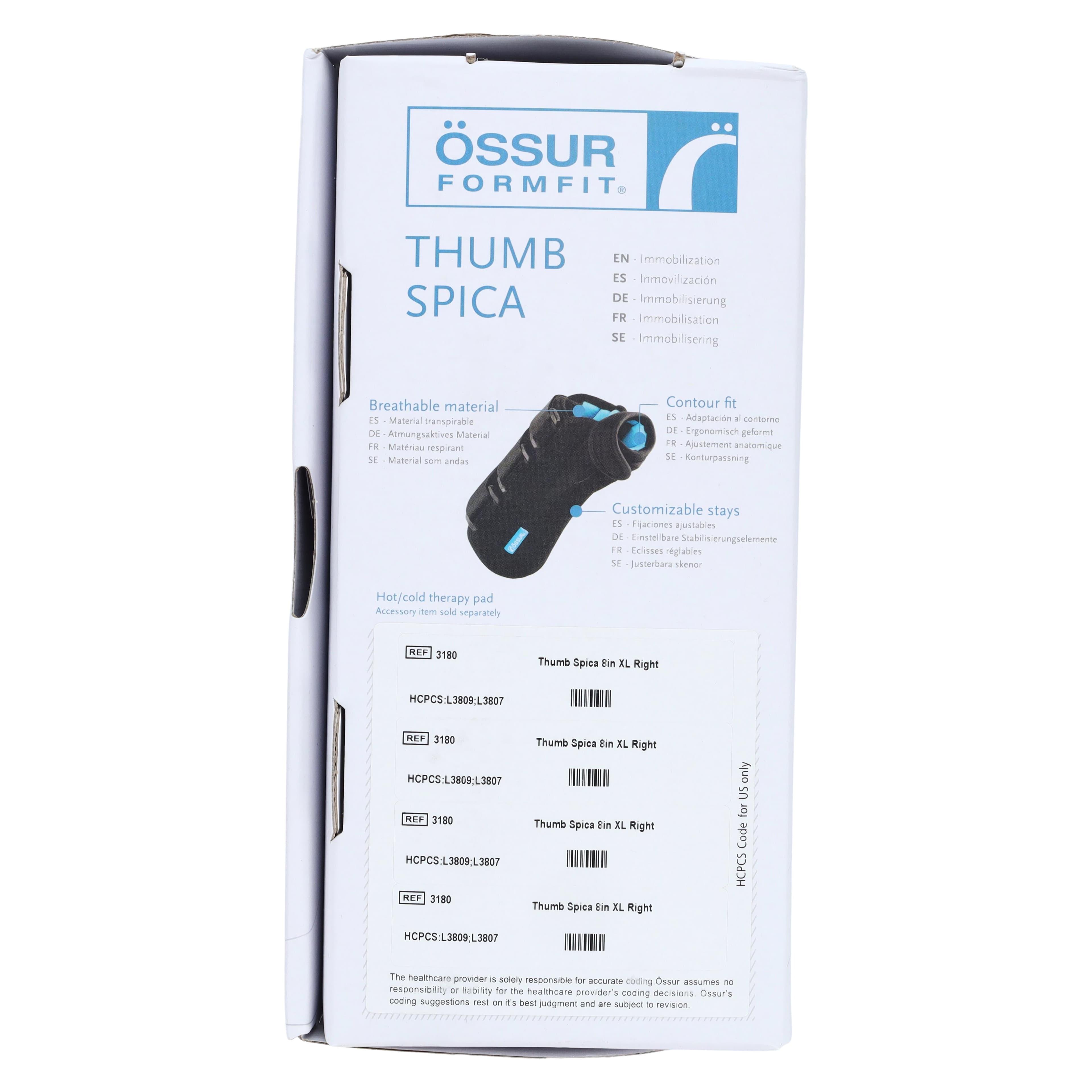 Ossur Formfit Thumb Spica Splint, Right, X-Large (9-10") thumbnail 7
