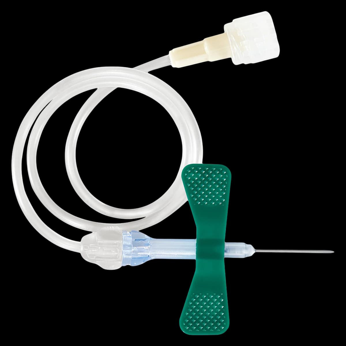 Nipro Medical SafeTouch Infusion Set, 21 Gauge, 3/4" Needle, 12" Tubing, Luer Adapter, Primary Infusion Spike, Green Safety Wings, 500/Case - Blood Collection - Image 1