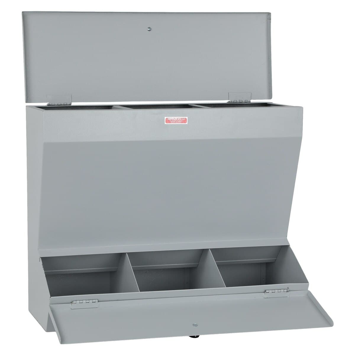 Handler Plaster Bin, 3 Compartment, Warm Gray, Model 81C, 21" x 10" x 18" thumbnail 3