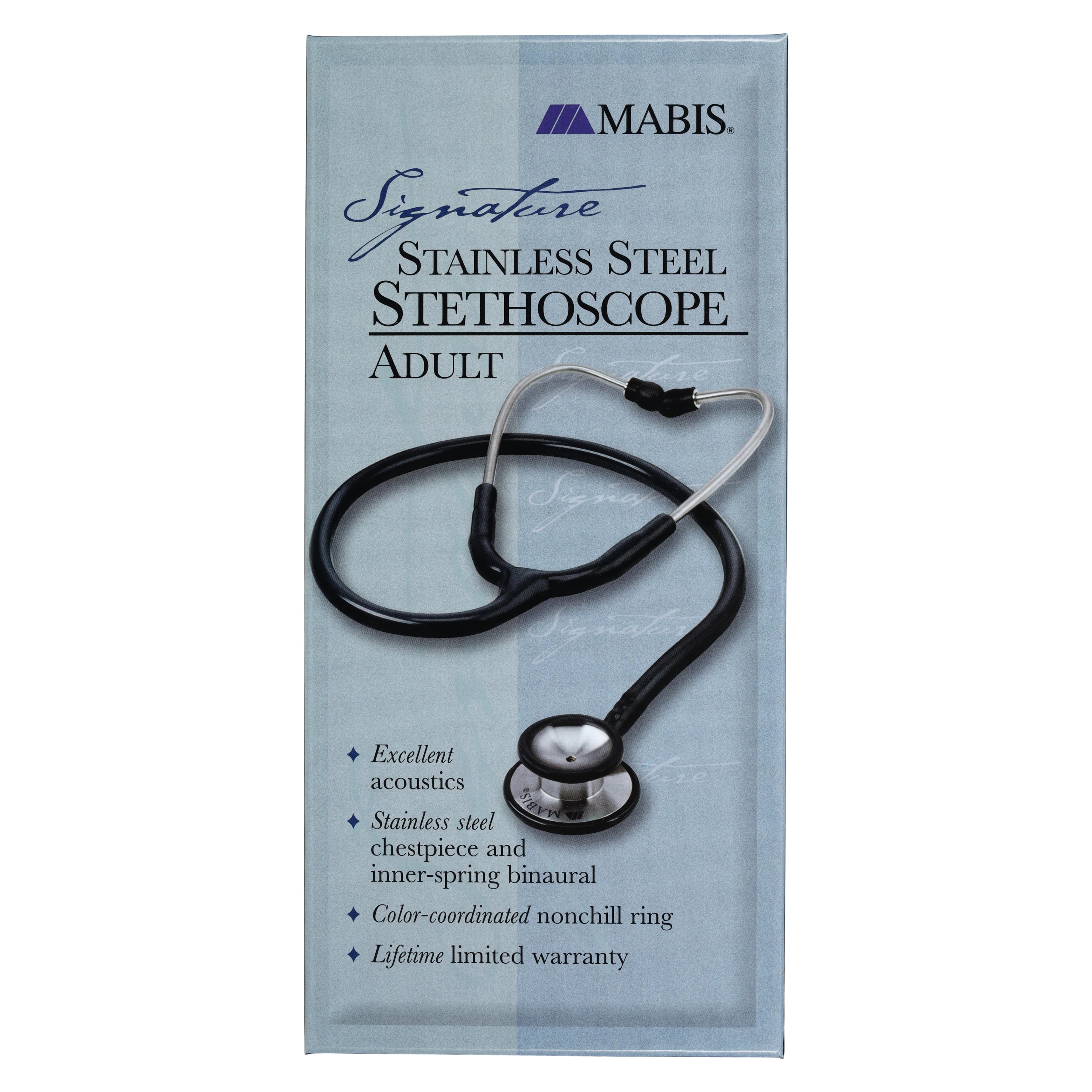 Mabis Classic Stethoscope, Adult, Black, Single Lumen Tubing thumbnail 7