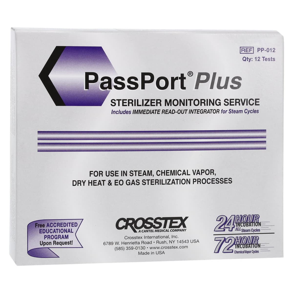 PassPort Plus Sterilizer Monitoring Service, Mail-In Biological Indicator Test Kit, 12/Box, PP-012 - PassPort Plus Sterilizer Monitoring Service - Image 1
