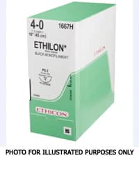 Ethicon Ethilon Nylon Suture, 10-0, 8", Black Monofilament, CSM-6 Needle, 1/2 Circle, 12/Box, 9006G - ETHICON ETHILON NYLON SUTURES, 9006G - Image 1
