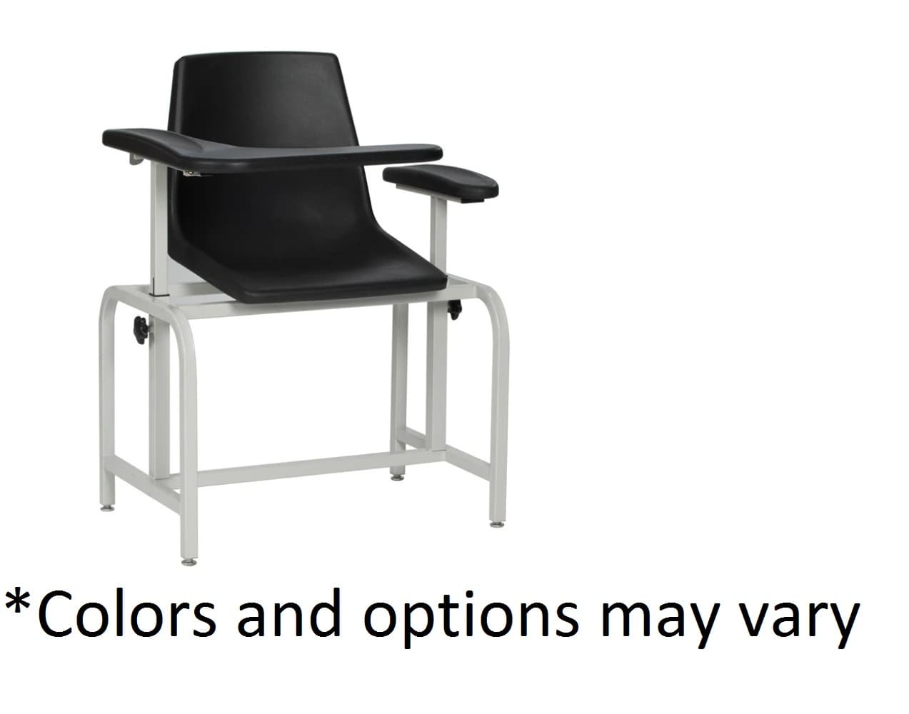 Winco Mfg Blood Draw Chair, Black Steel, 300 lb Capacity, Each - Blood Draw. Chair / Arm - Image 1