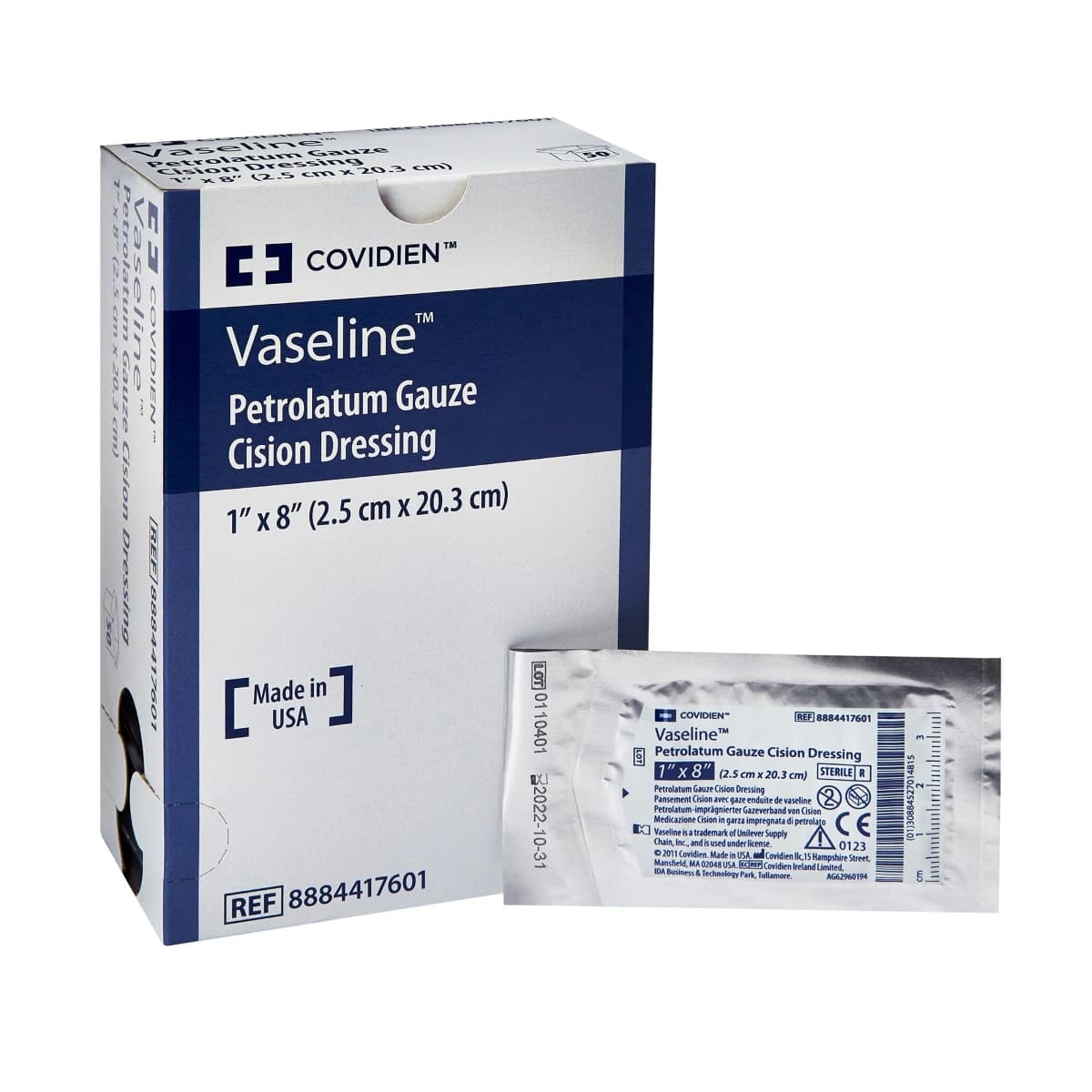 Vaseline Petrolatum Gauze Dressing, Sterile, Fine Mesh, 1" x 8" Strip - Vaseline Gauze Dressing - Image 1